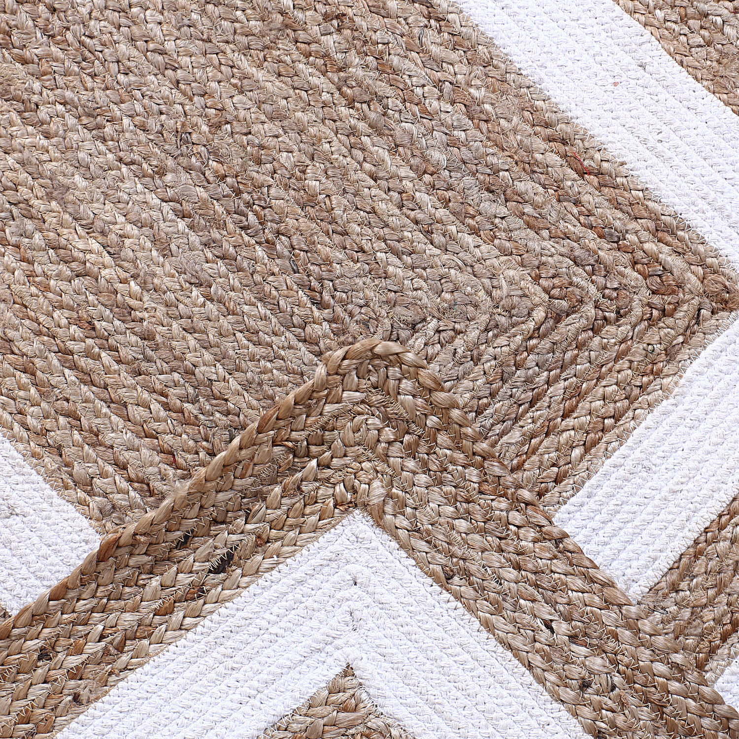 Kuber Industries Hand Woven Carpet|Jute Rectangular Shape Centre Table Dhurrie|Striped Floor Door Mat For Furnish Living Room,Bedroom,5x3 Feet,(White)