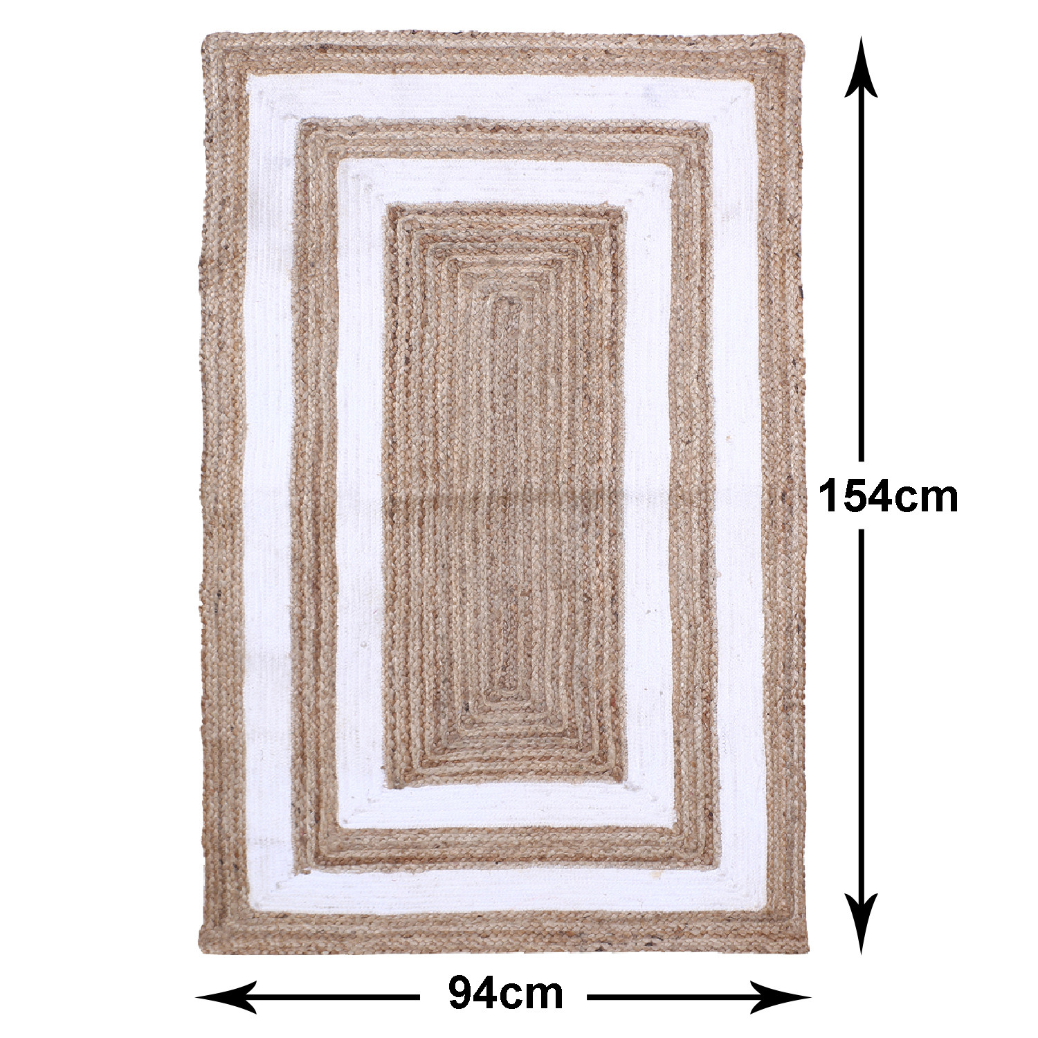 Kuber Industries Hand Woven Carpet|Jute Rectangular Shape Centre Table Dhurrie|Striped Floor Door Mat For Furnish Living Room,Bedroom,5x3 Feet,(White)