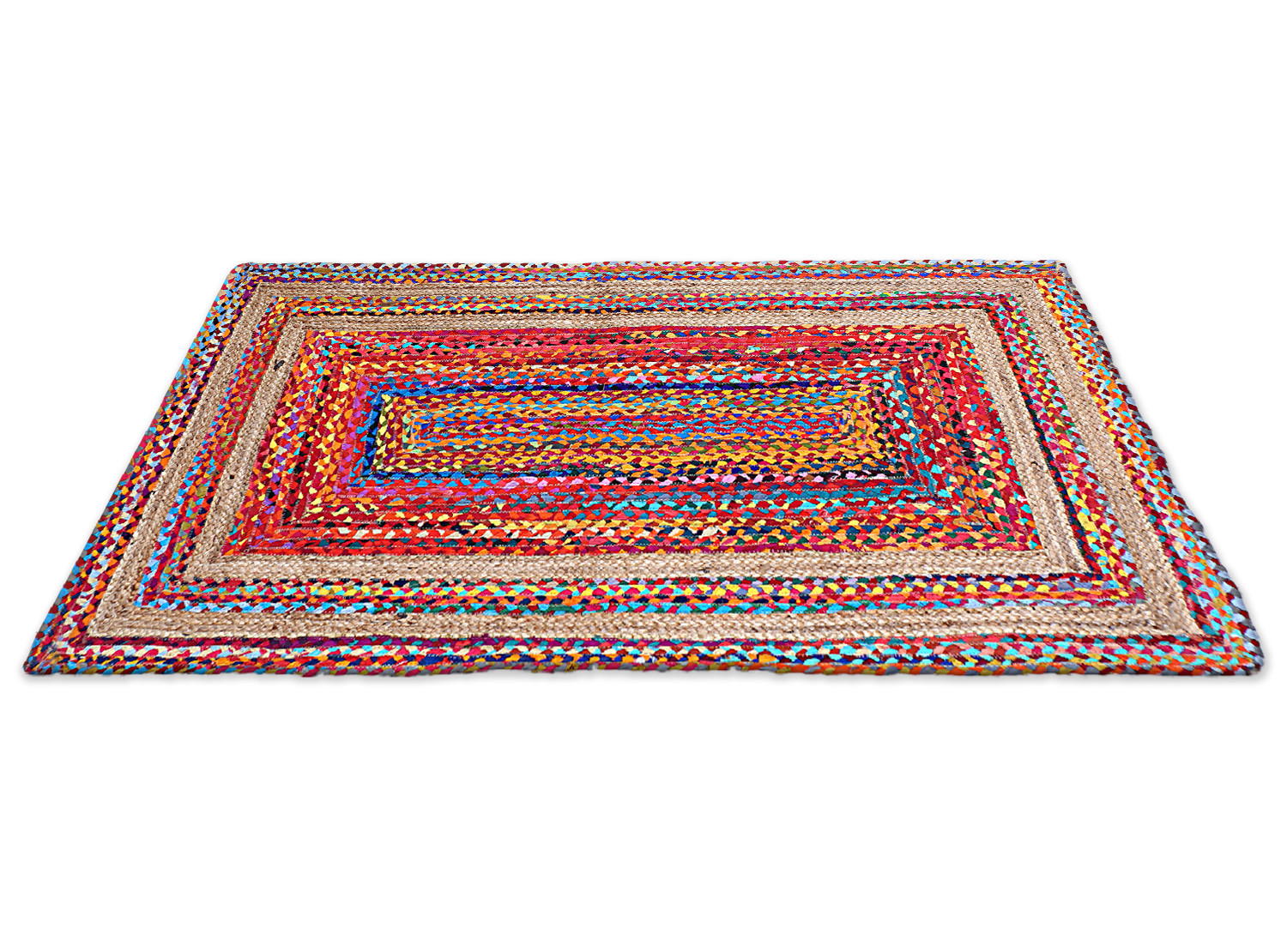 Kuber Industries Hand Woven Carpet|Jute Rectangular Shape Centre Table Dhurrie|Striped Floor Door Mat For Furnish Living Room,Bedroom,5x3 Feet,(Multicolor)