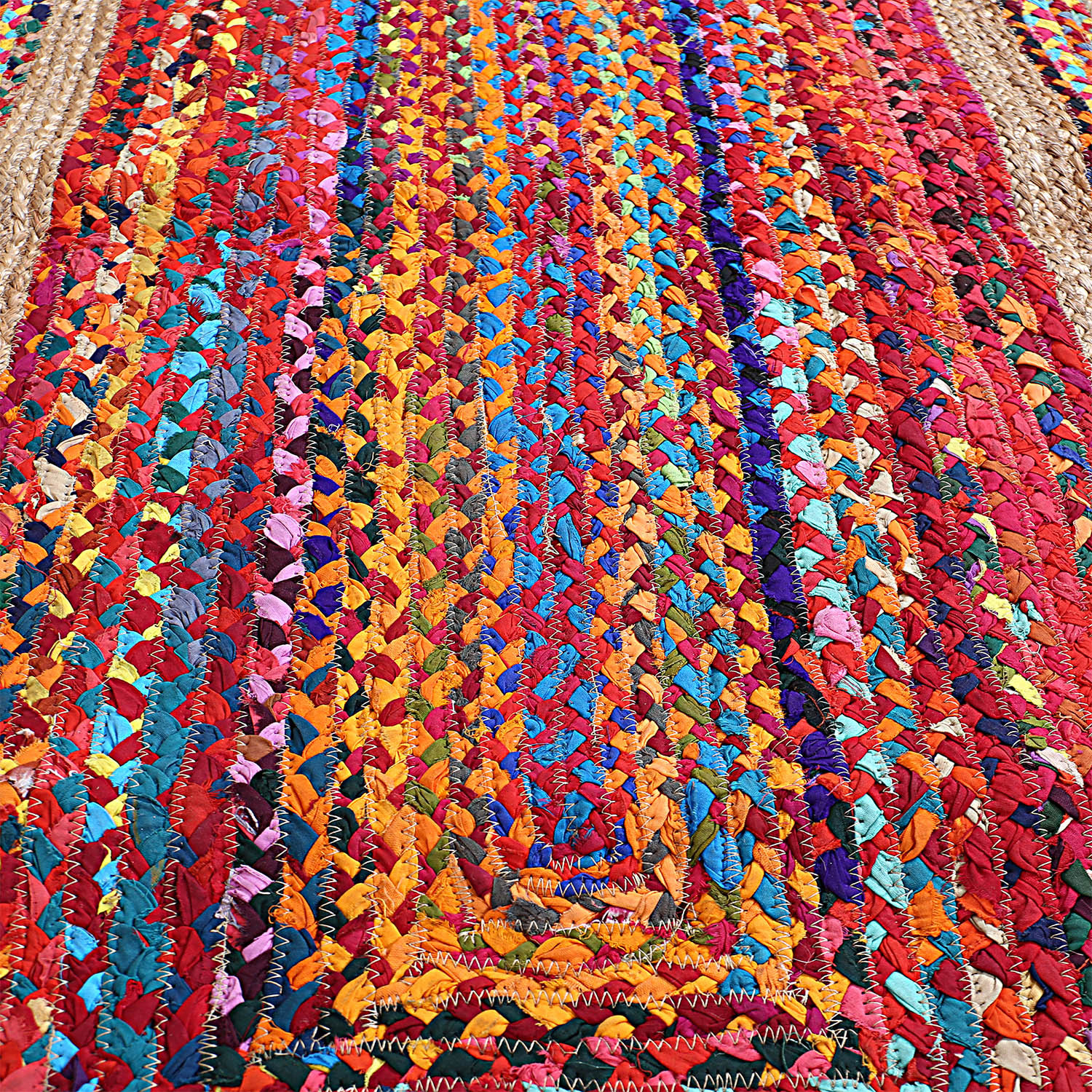 Kuber Industries Hand Woven Carpet|Jute Rectangular Shape Centre Table Dhurrie|Striped Floor Door Mat For Furnish Living Room,Bedroom,5x3 Feet,(Multicolor)