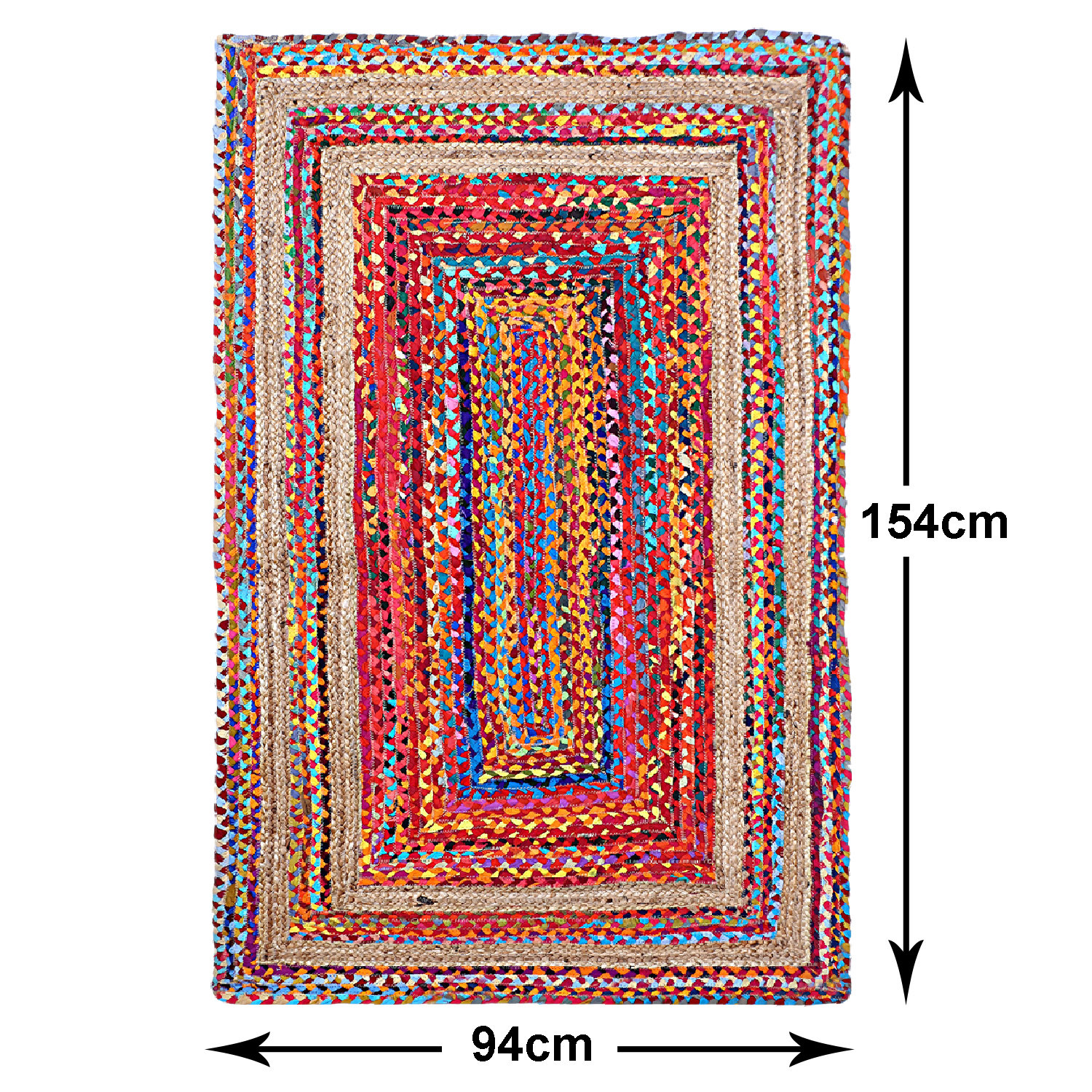 Kuber Industries Hand Woven Carpet|Jute Rectangular Shape Centre Table Dhurrie|Striped Floor Door Mat For Furnish Living Room,Bedroom,5x3 Feet,(Multicolor)