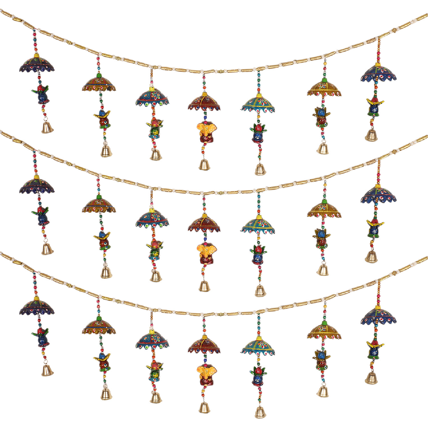 Kuber Industries Handcrafted Kalash Toran|Umbrella Hanging Bandarwal|Door Hanging Windchime for Diwali & Home Decor (Multicolor)