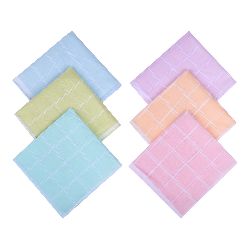 Image of Handkerchief | Cotton Handkerchief for women | Women’s Vintage Hanky | Women's Handkerchiefs | Ladies Rumal Hankies | Light Check | 6 Piece Set | Multi