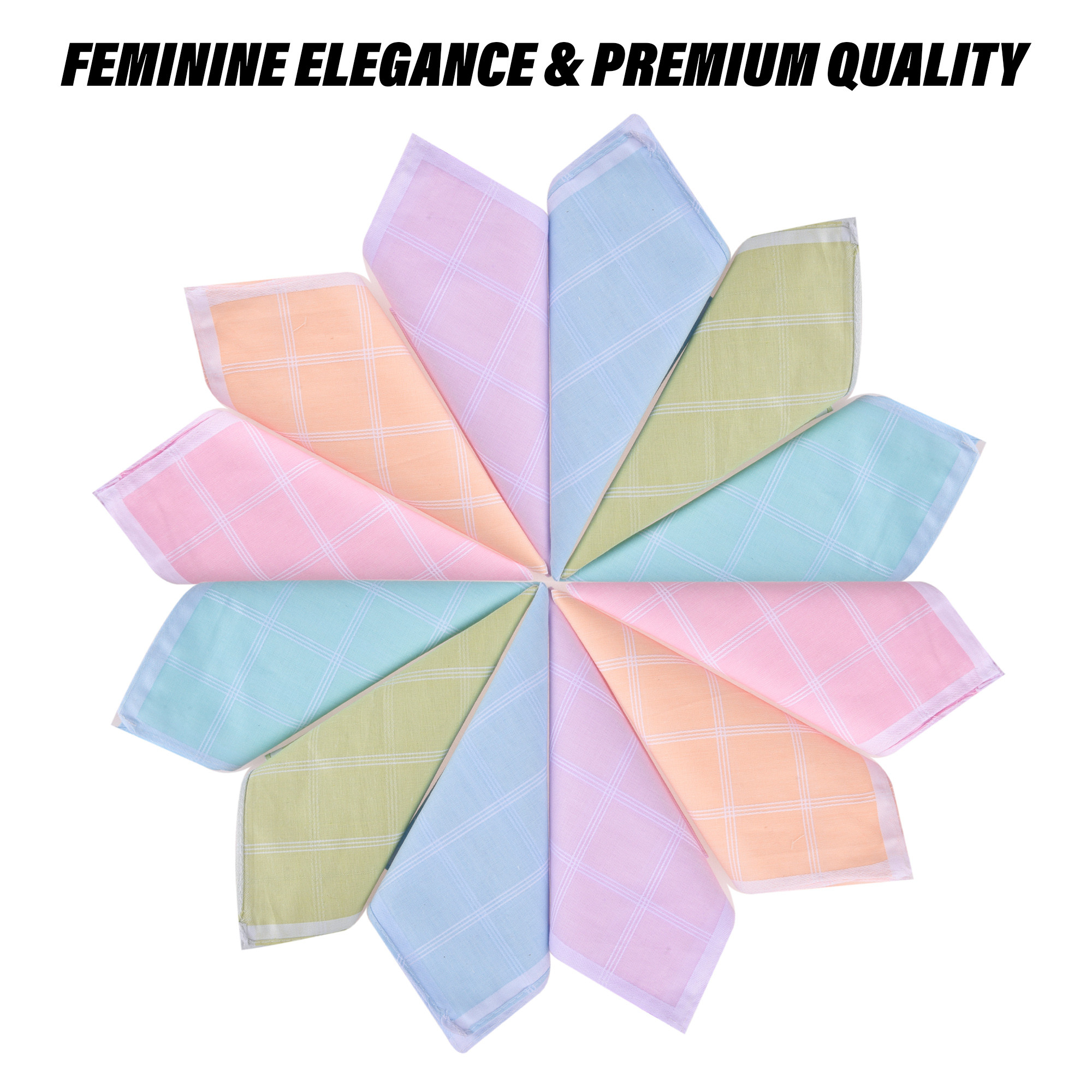 Kuber Industries Handkerchief  Cotton Handkerchief for women  Womens Vintage Hanky  Womens Handkerchiefs  Ladies Rumal Hankies  Light Check  6 Piece Set  Multi