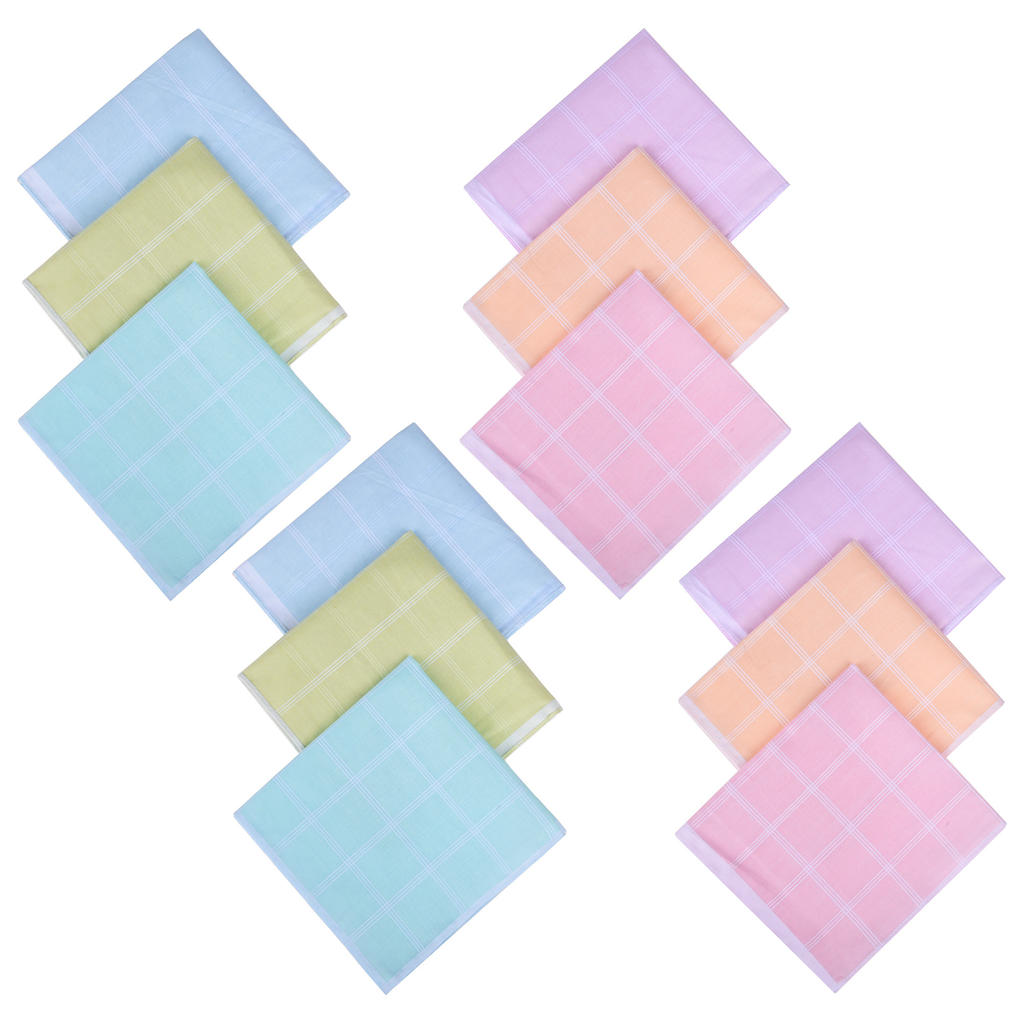 Kuber Industries Handkerchief | Cotton Handkerchief for women | Women’s Vintage Hanky | Women's Handkerchiefs | Ladies Rumal Hankies | Light Check |Multi