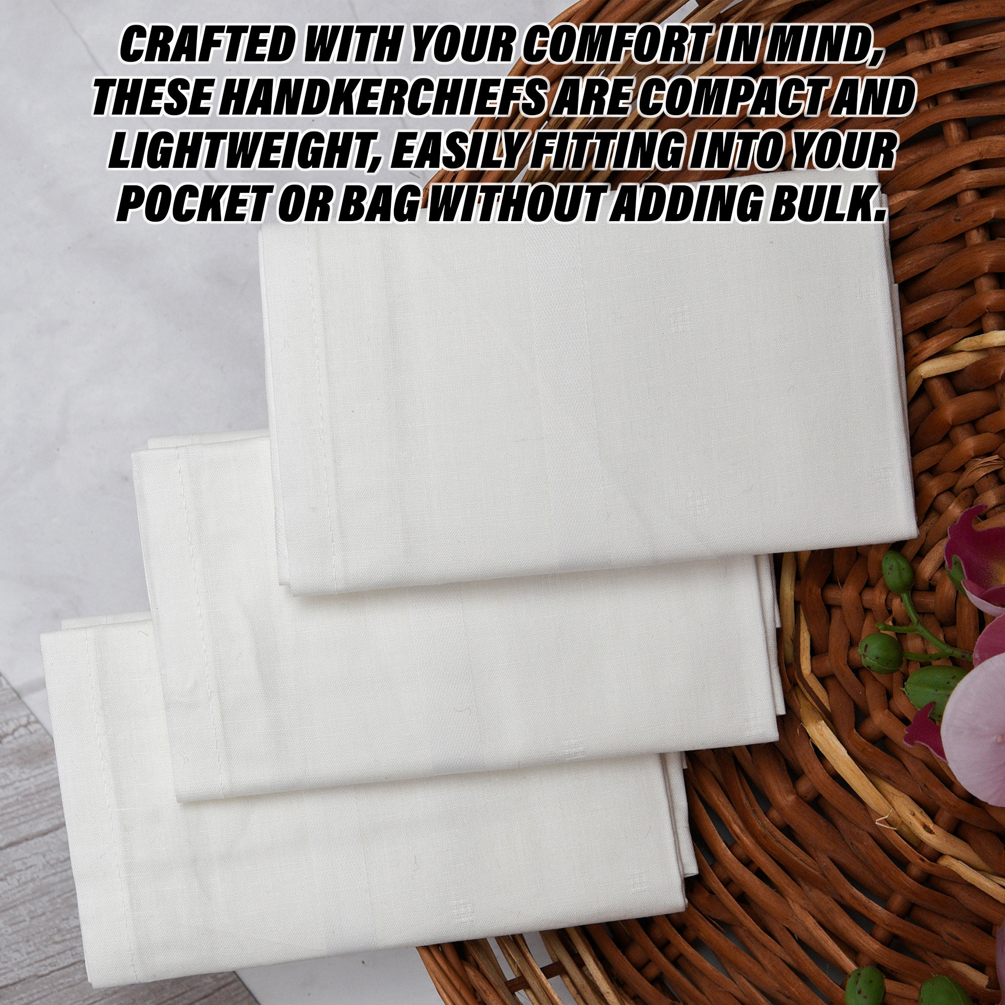 Kuber Industries Handkerchief  Premium Cotton Fabric  Handkerchief for men  Handkerchief for Boys  Mens Handkerchief Set  Plain Self Dot  24000  Pack of 6  White