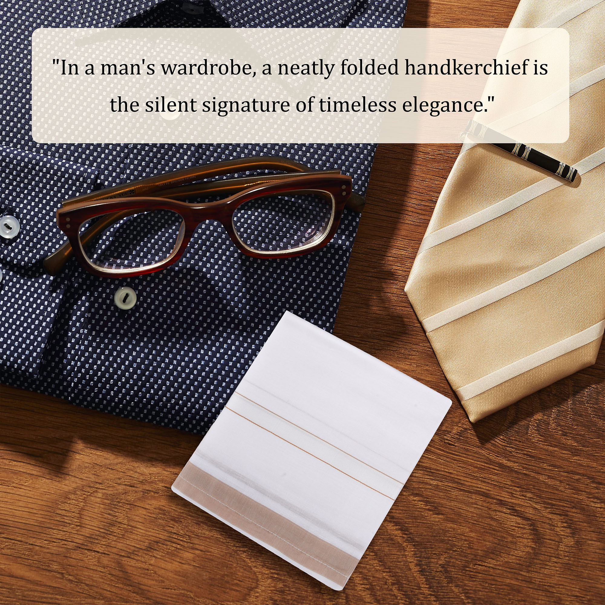 Kuber Industries Handkerchief  Premium Cotton Fabric  Handkerchief for men  Handkerchief for Boys  Mens Handkerchief Set  Fancy Border  24025  Pack of 6  White