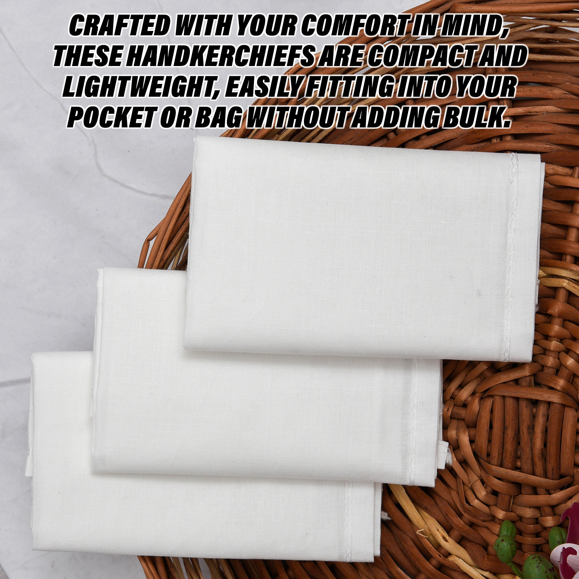 Kuber Industries Handkerchief  Premium Cotton Fabric  Handkerchief for men  Handkerchief for Boys  Mens Handkerchief Set  Plain Hanky Rumal  4100  Pack of 6  White