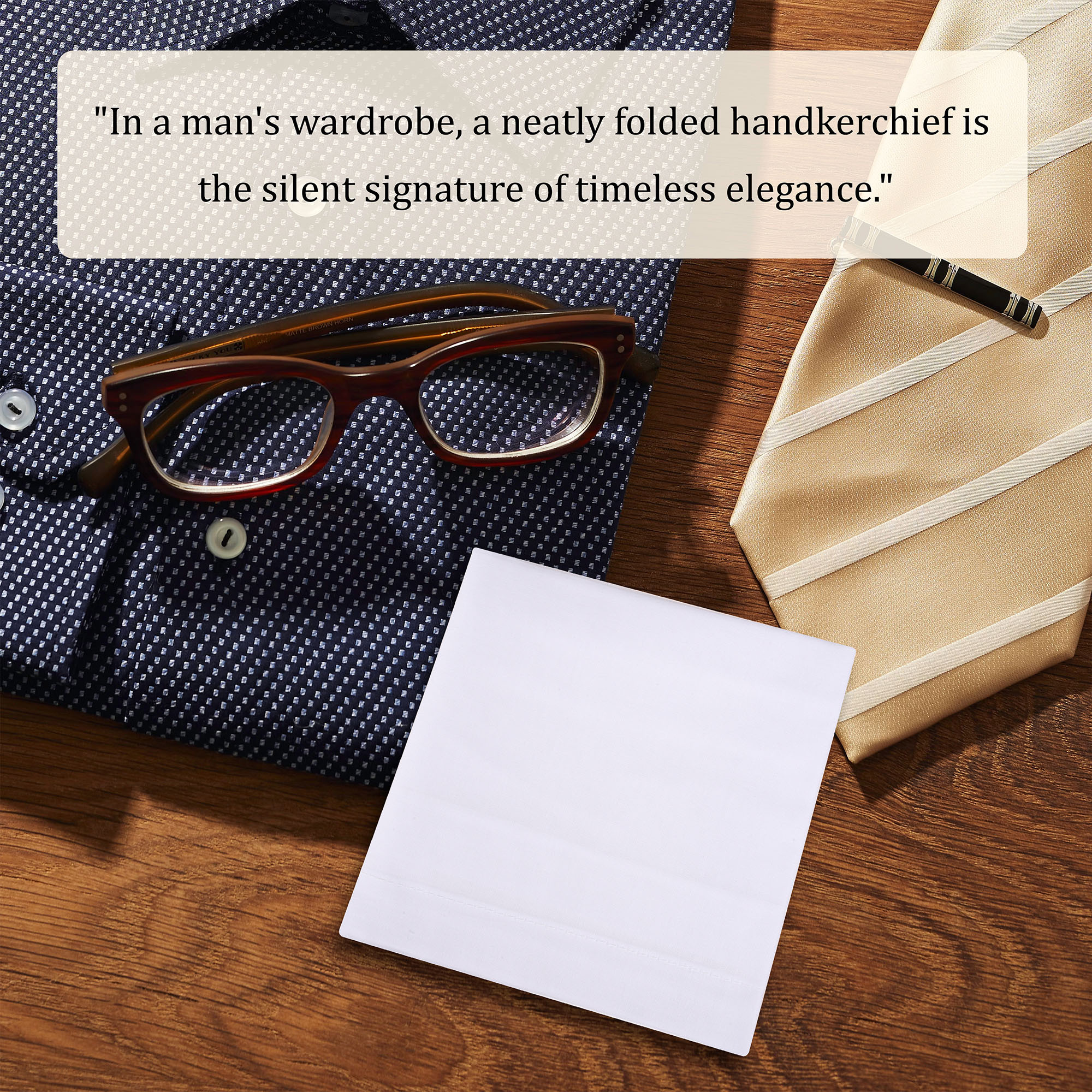 Kuber Industries Handkerchief  Premium Cotton Fabric  Handkerchief for men  Handkerchief for Boys  Mens Handkerchief Set  Plain Fox Hanky Rumal  Pack of 6  White