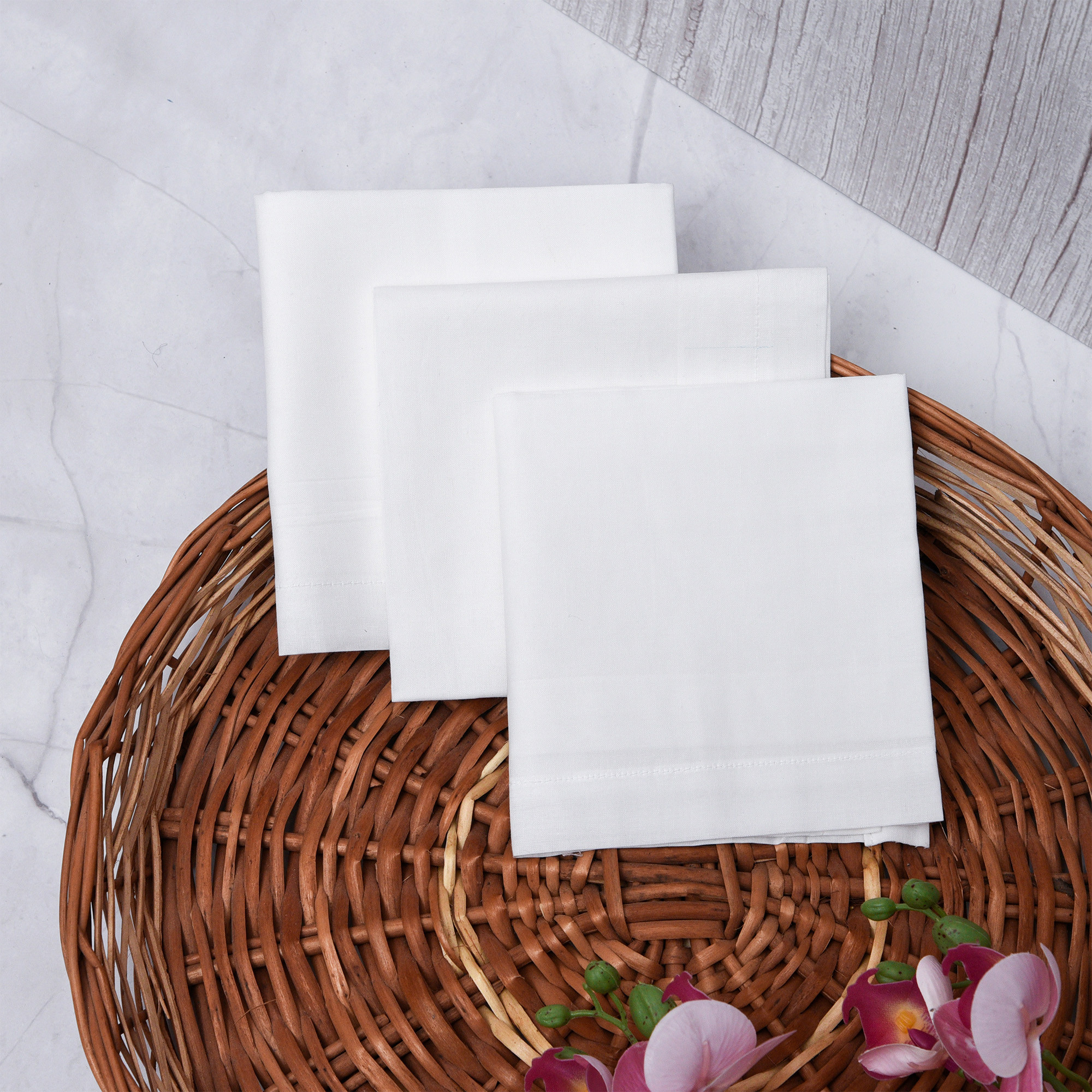Kuber Industries Handkerchief | Premium Cotton Fabric | Handkerchief for men | Handkerchief for Boys | Men's Handkerchief Set | Plain Fox Hanky Rumal |White
