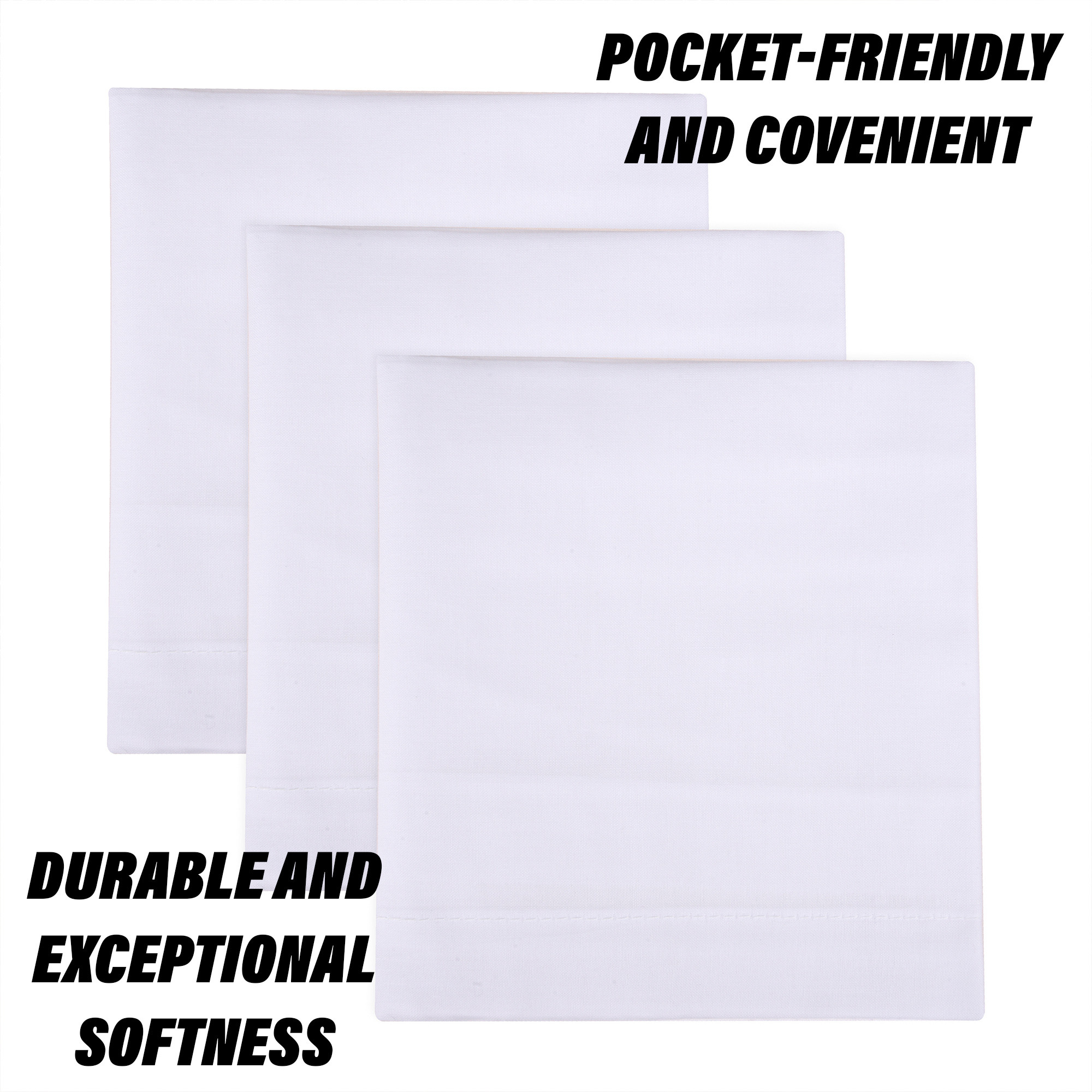 Kuber Industries Handkerchief | Premium Cotton Fabric | Handkerchief for men | Handkerchief for Boys | Men's Handkerchief Set | Plain Fox Hanky Rumal |White
