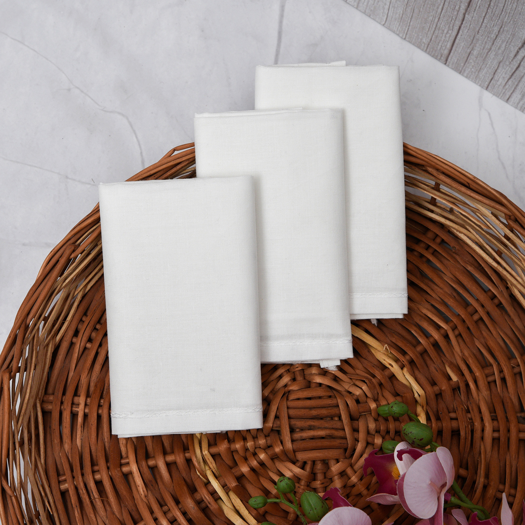 Kuber Industries Handkerchief | Premium Cotton Fabric | Handkerchief for men | Handkerchief for Boys | Men's Handkerchief Set | Plain Hanky Rumal | 4100 |White