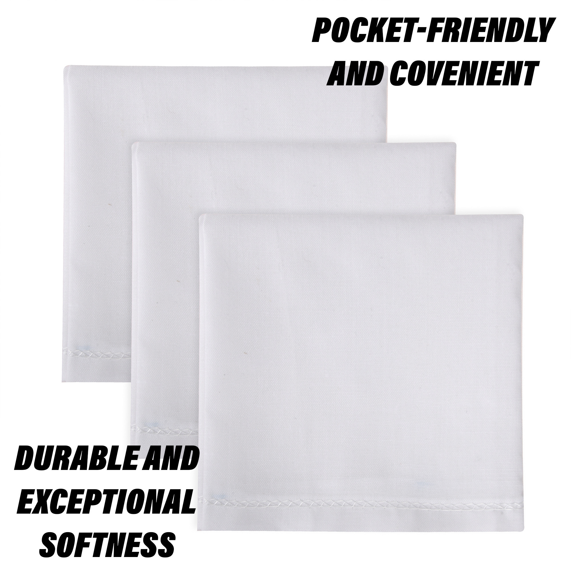 Kuber Industries Handkerchief | Premium Cotton Fabric | Handkerchief for men | Handkerchief for Boys | Men's Handkerchief Set | Plain Hanky Rumal | 4100 |White
