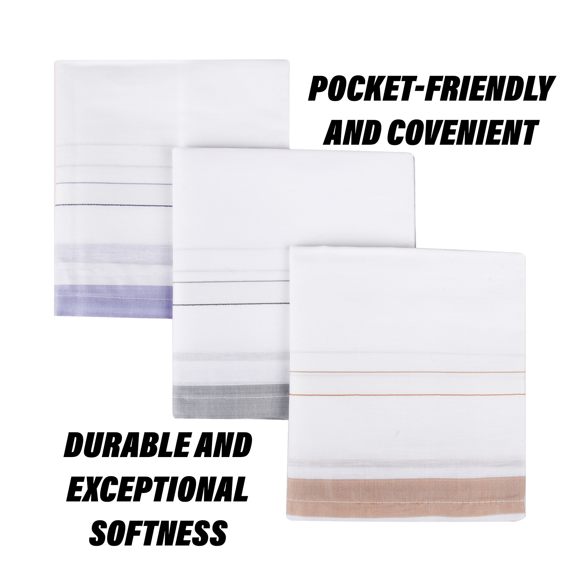 Kuber Industries Handkerchief | Premium Cotton Fabric | Handkerchief for men | Handkerchief for Boys | Men's Handkerchief Set | Fancy Border | 24025 |White