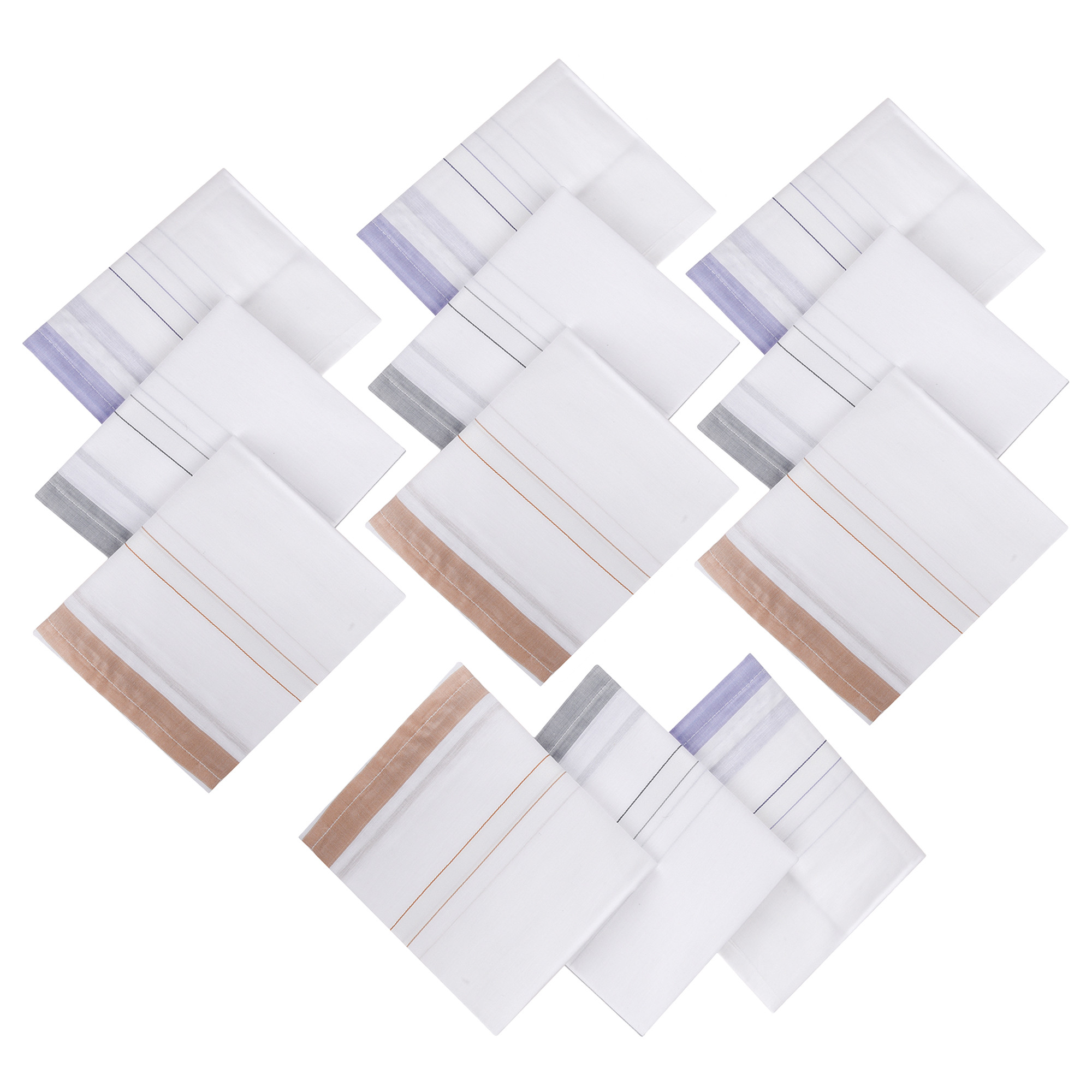 Kuber Industries Handkerchief | Premium Cotton Fabric | Handkerchief for men | Handkerchief for Boys | Men's Handkerchief Set | Fancy Border | 24025 |White