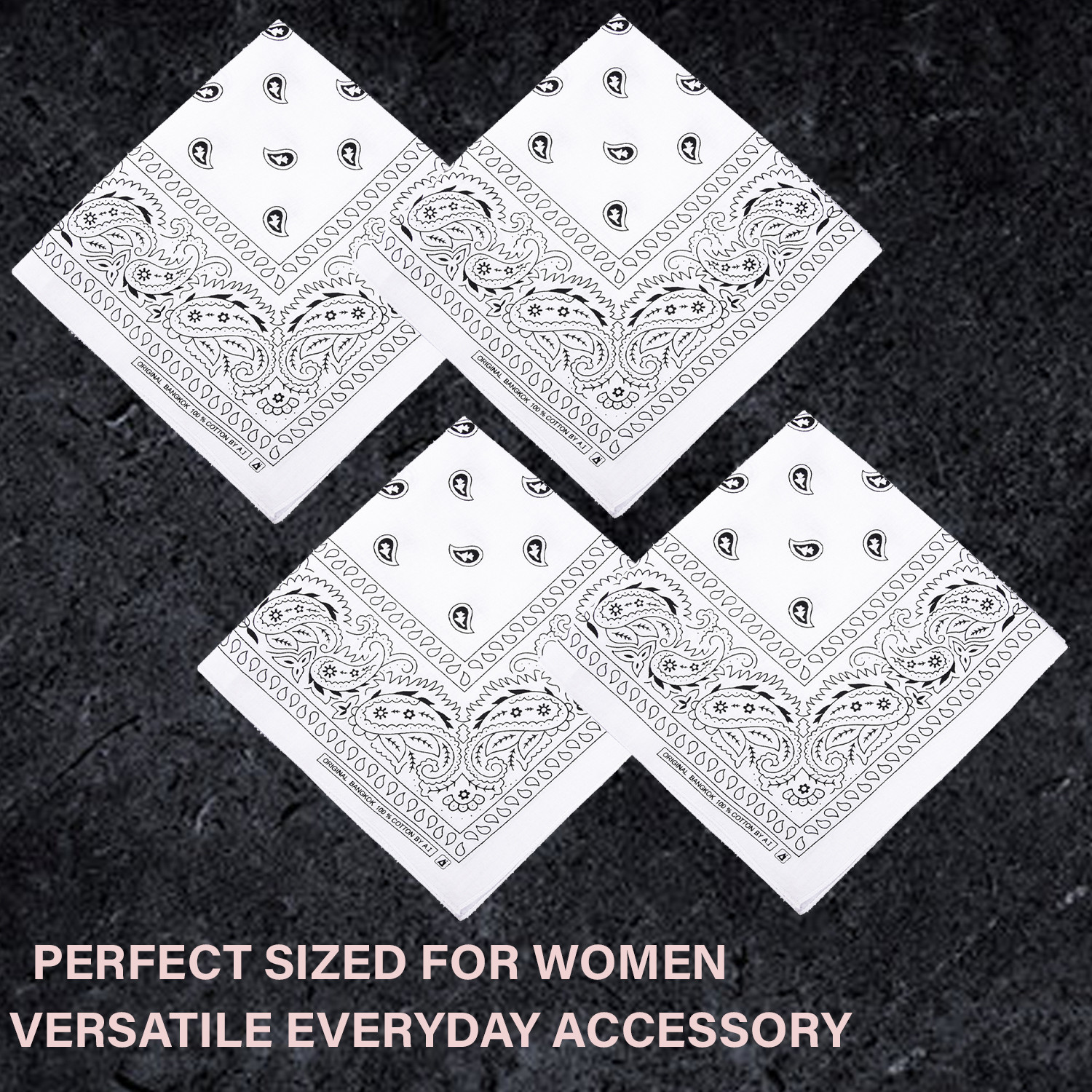 Kuber Industries Handkerchief  Premium Cotton Fabric  Womens Handkerchief  Ladies Rumal  Womens Hankies  Hankies for Girls  Carry Print Hanky  2 Piece Set  Extra Large  White