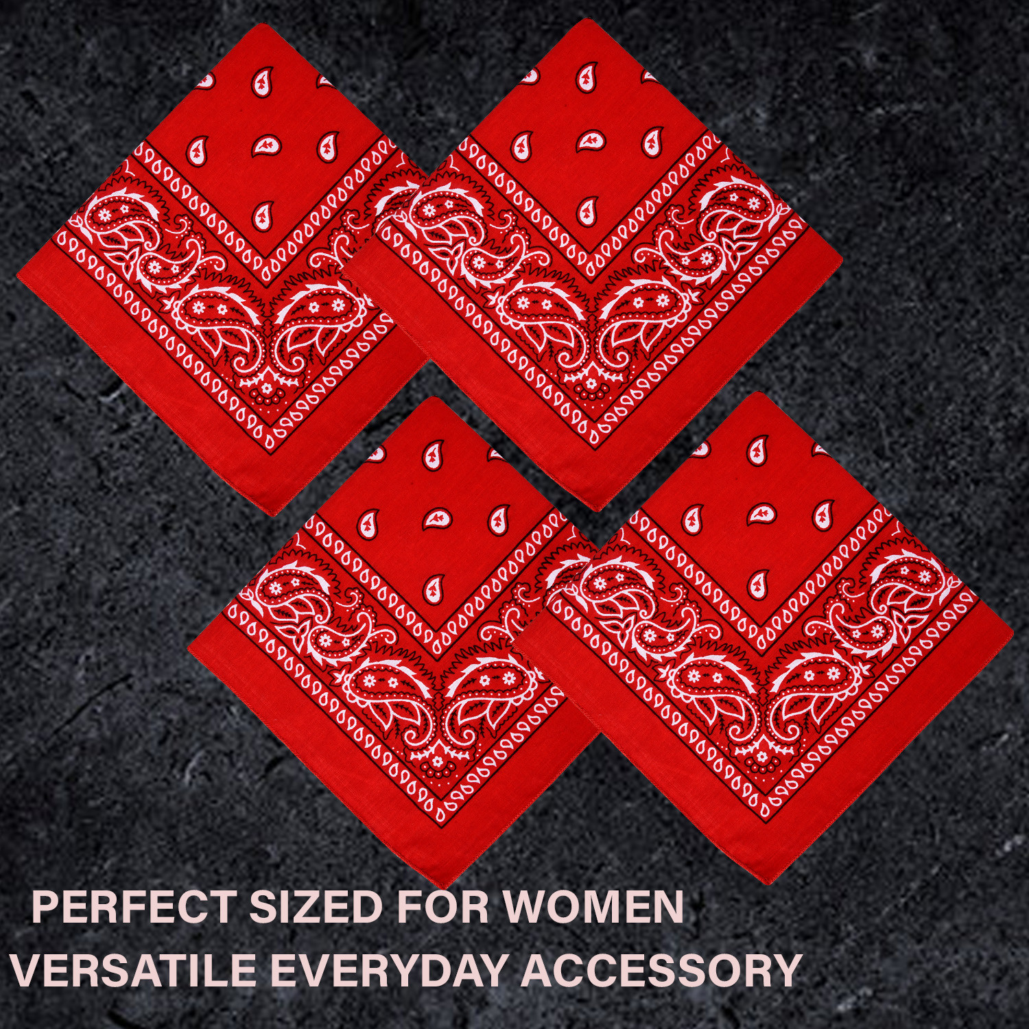 Kuber Industries Handkerchief  Premium Cotton Fabric  Womens Handkerchief  Ladies Rumal  Womens Hankies  Hankies for Girls  Carry Print Hanky  2 Piece Set  Extra Large  Red