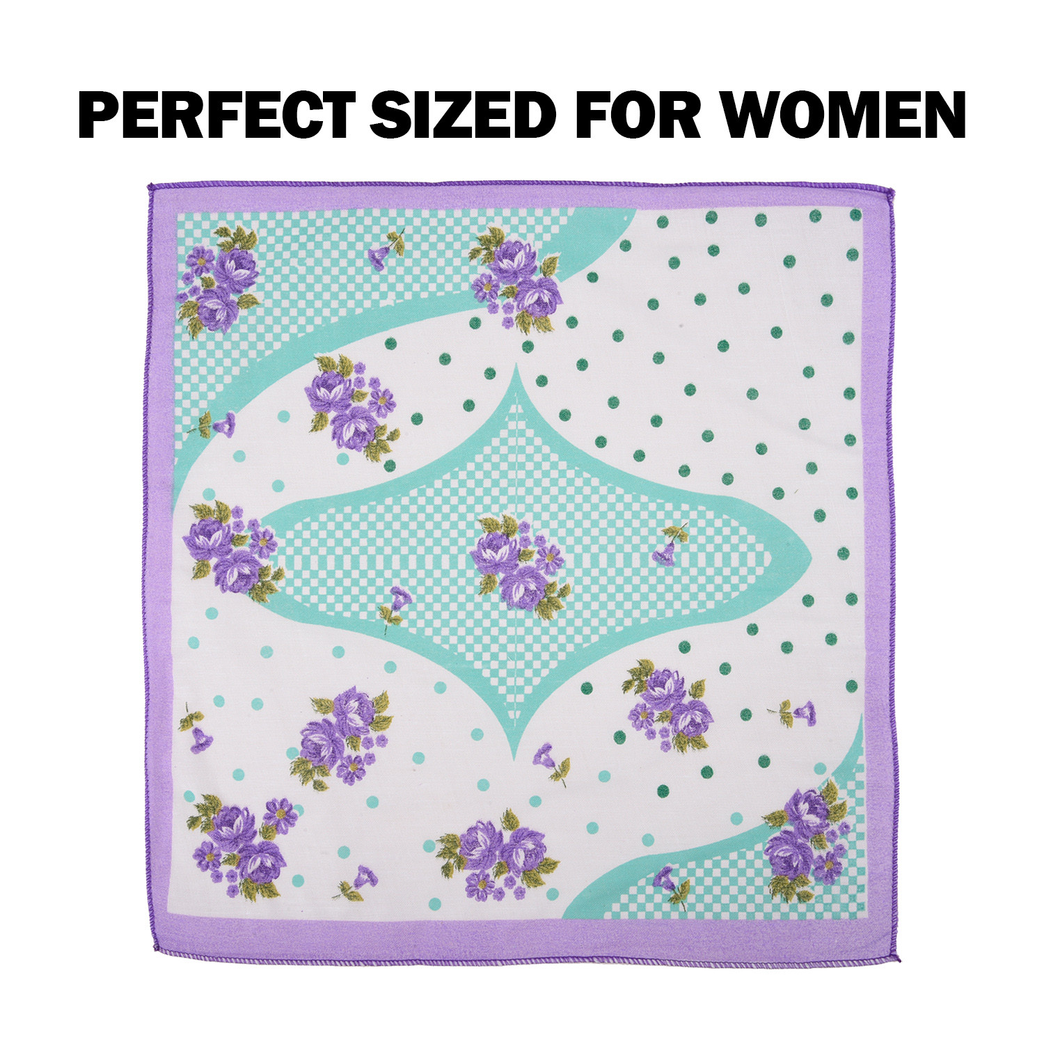Kuber Industries Handkerchief  Premium Cotton Fabric  Womens Handkerchief  Ladies Rumal  Womens Hankies  Hankies for Girls  Border Printed Surbhi  Pack of 6  Large  White