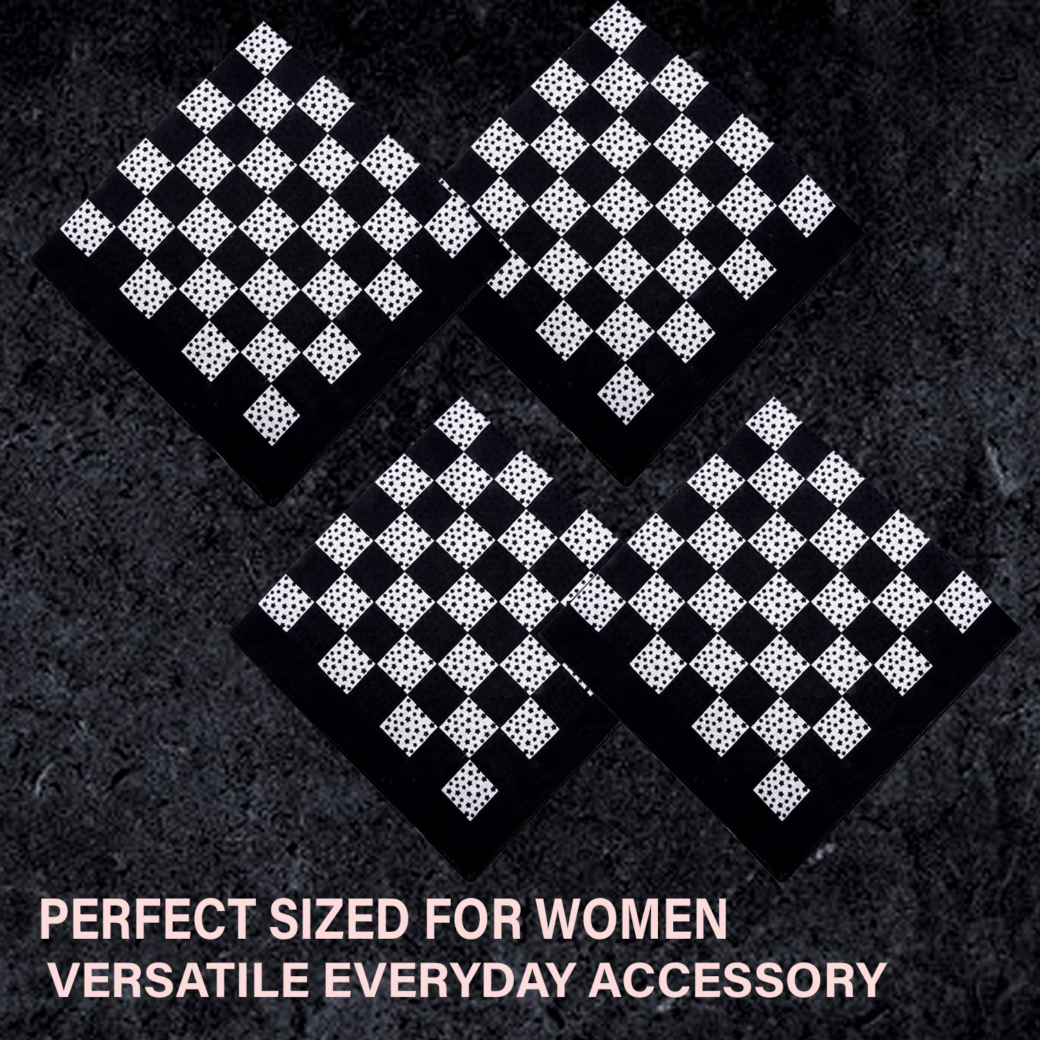 Kuber Industries Handkerchief  Premium Cotton Fabric  Womens Handkerchief  Ladies Rumal  Womens Hankies  Hankies for Girls  Check Print Hanky Extra Large  Black