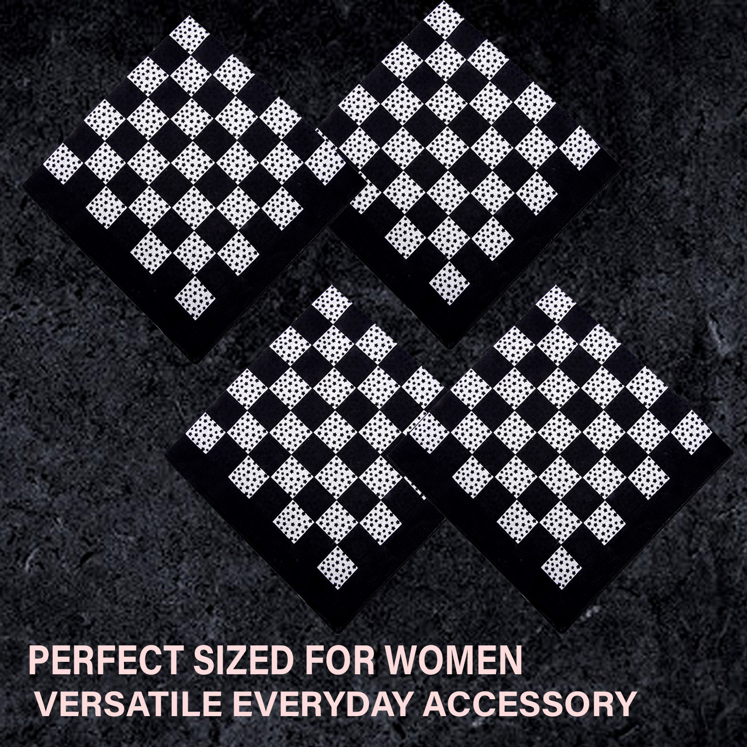 Kuber Industries Handkerchief | Premium Cotton Fabric | Women's Handkerchief | Ladies Rumal | Women's Hankies | Hankies for Girls | Check Print Hanky |Extra Large | Black