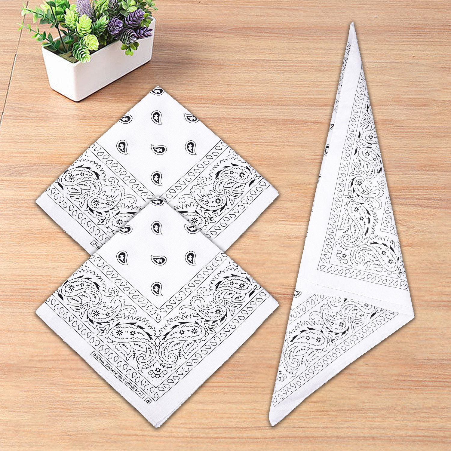 Kuber Industries Handkerchief | Premium Cotton Fabric | Women's Handkerchief | Ladies Rumal | Women's Hankies | Hankies for Girls | Carry Print Hanky |Extra Large | White