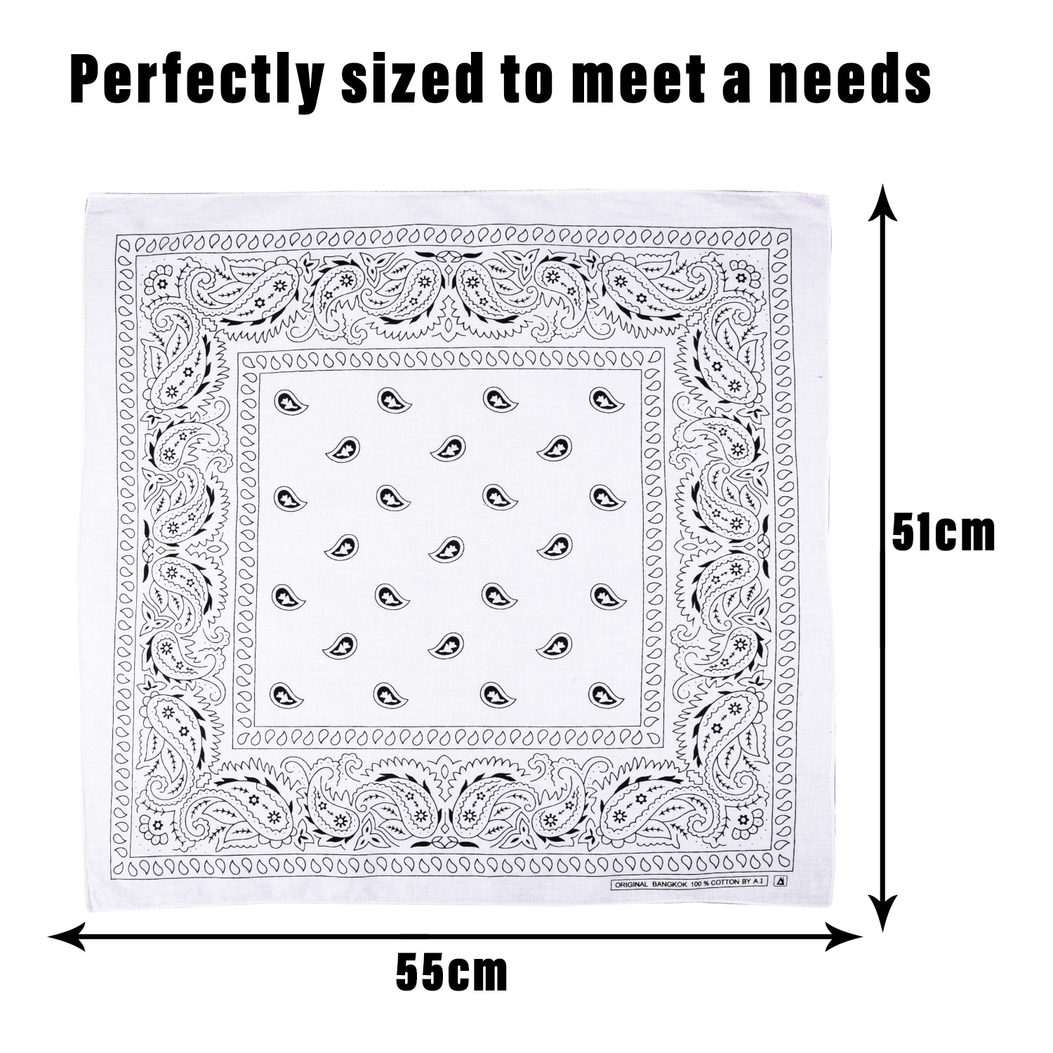 Kuber Industries Handkerchief | Premium Cotton Fabric | Women's Handkerchief | Ladies Rumal | Women's Hankies | Hankies for Girls | Carry Print Hanky |Extra Large | White