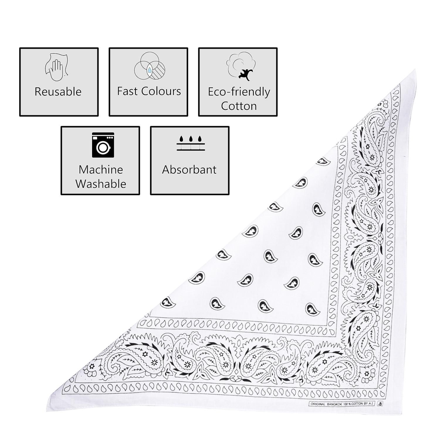 Kuber Industries Handkerchief | Premium Cotton Fabric | Women's Handkerchief | Ladies Rumal | Women's Hankies | Hankies for Girls | Carry Print Hanky |Extra Large | White