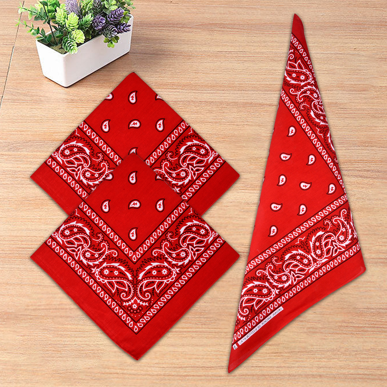 Kuber Industries Handkerchief | Premium Cotton Fabric | Women's Handkerchief | Ladies Rumal | Women's Hankies | Hankies for Girls | Carry Print Hanky |Extra Large | Red