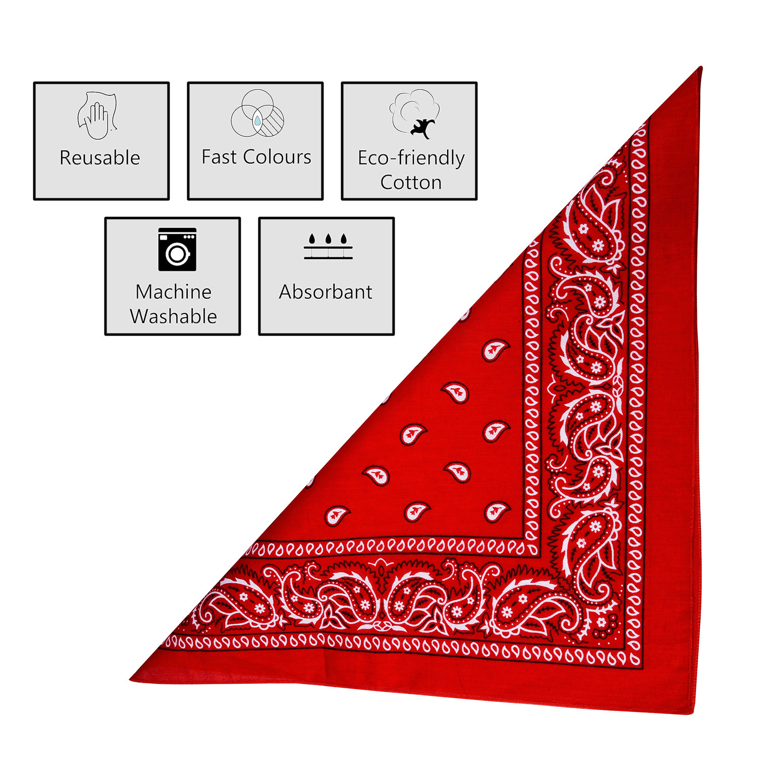 Kuber Industries Handkerchief | Premium Cotton Fabric | Women's Handkerchief | Ladies Rumal | Women's Hankies | Hankies for Girls | Carry Print Hanky |Extra Large | Red