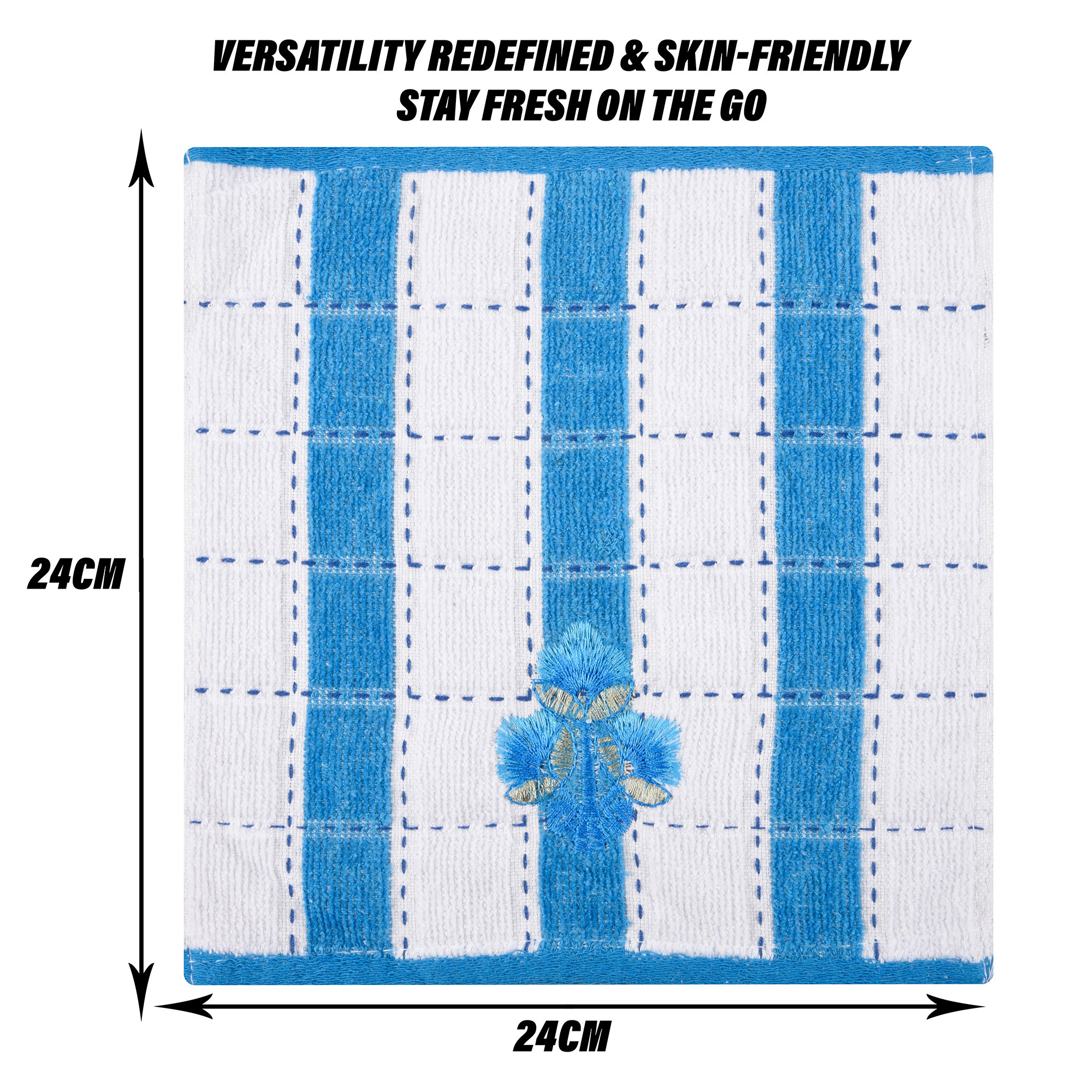 Kuber Industries Handkerchief | Velvet Face Towel | Face Towel | Sweat Absorbent Handkerchief | Lining Embroidary | Face Towel Hankies|Multicolor