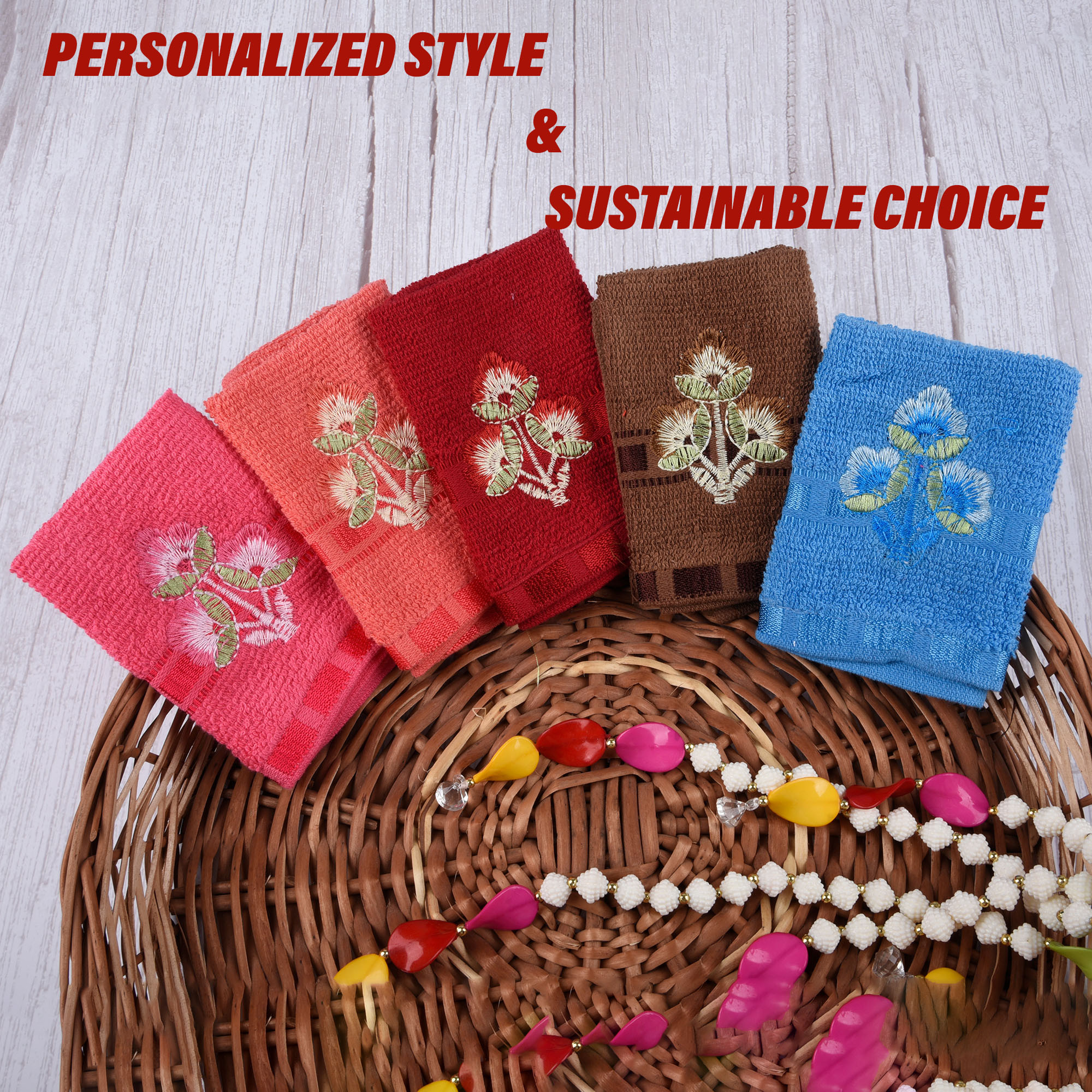 Kuber Industries Handkerchief  Velvet Face Towel  Face Towel  Sweat Absorbent Handkerchief  Plain Embroidary  Face Towel Hankies  Set of 6  Multicolor