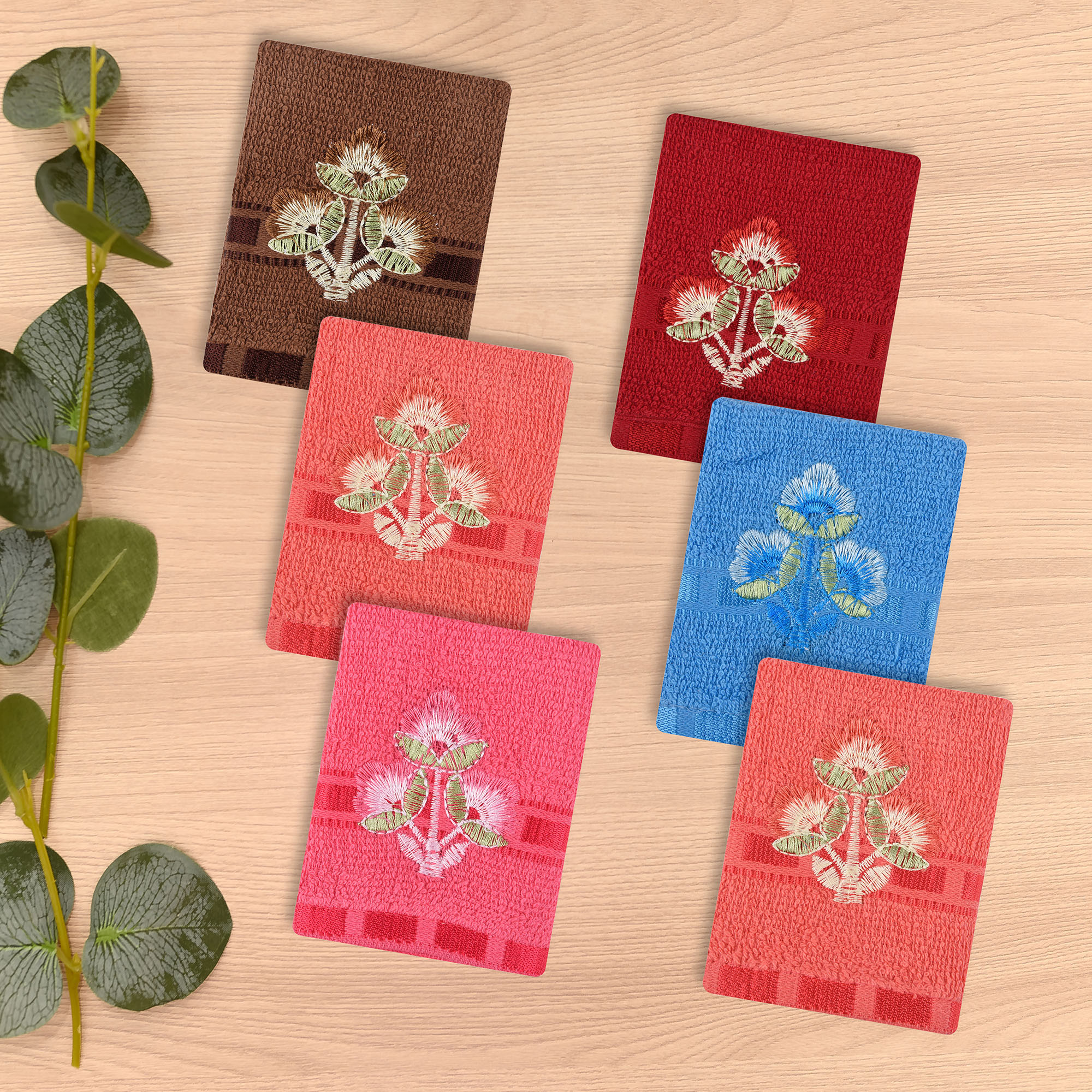 Kuber Industries Handkerchief | Velvet Face Towel | Face Towel | Sweat Absorbent Handkerchief | Plain Embroidary | Face Towel Hankies |Multicolor