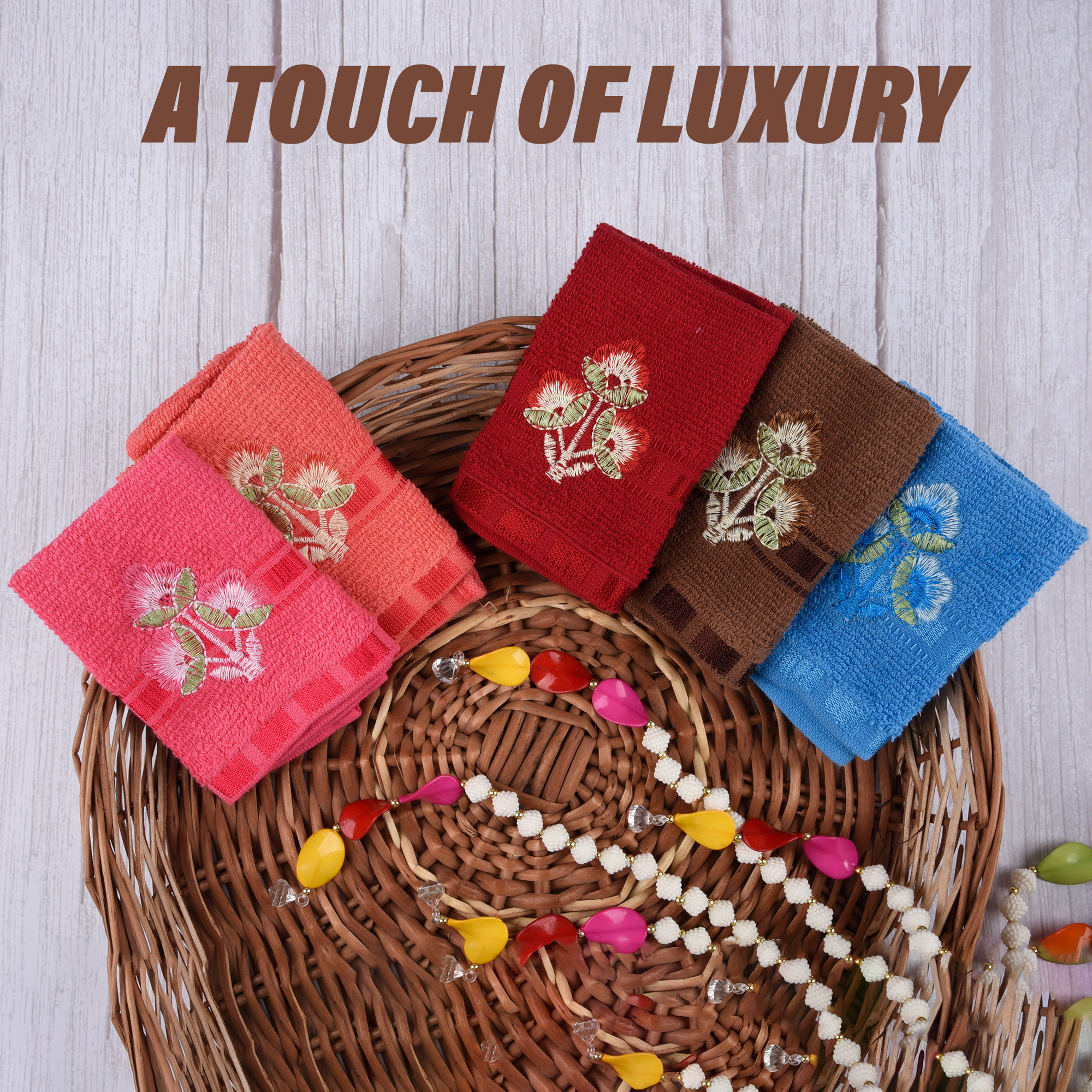 Kuber Industries Handkerchief | Velvet Face Towel | Face Towel | Sweat Absorbent Handkerchief | Plain Embroidary | Face Towel Hankies |Multicolor