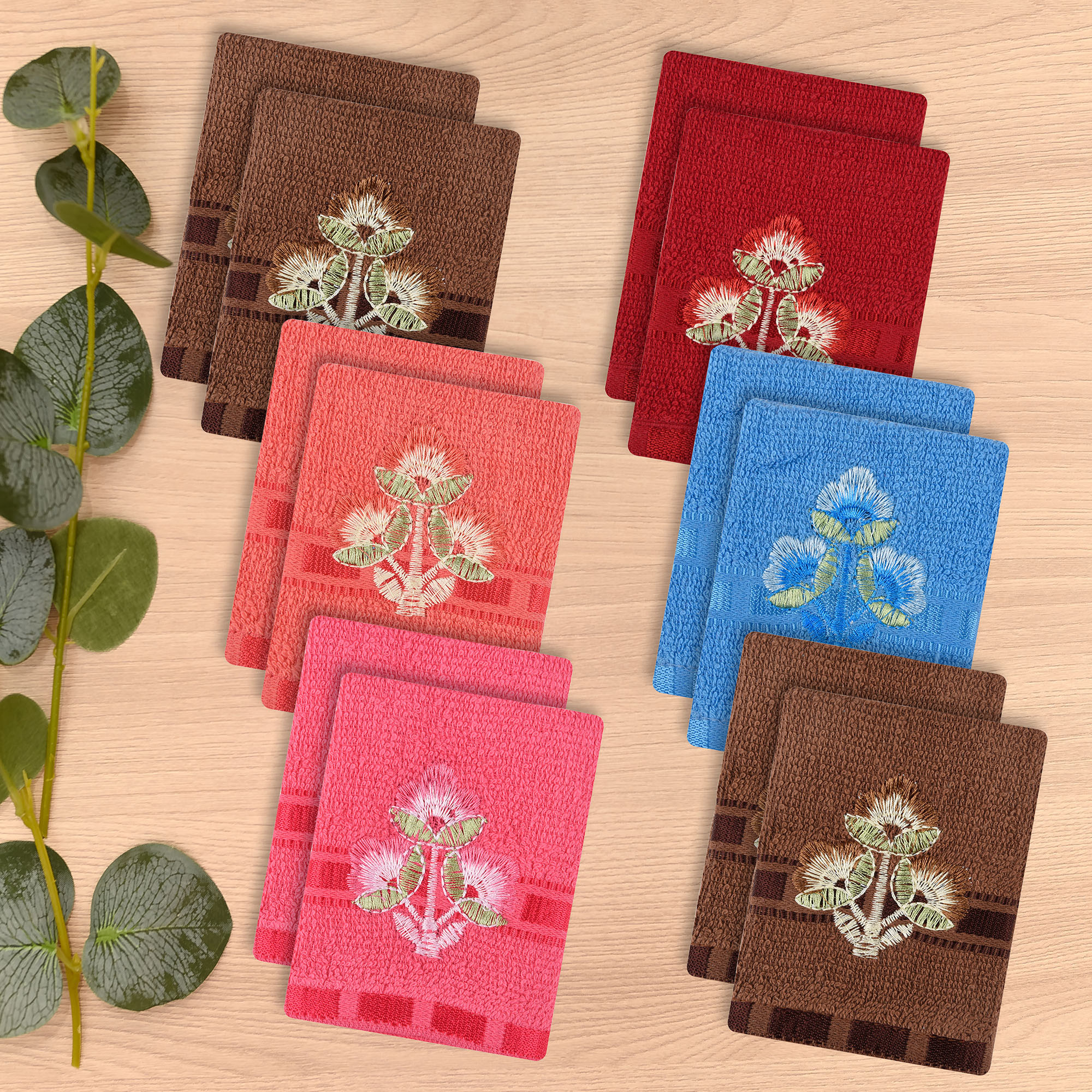 Kuber Industries Handkerchief | Velvet Face Towel | Face Towel | Sweat Absorbent Handkerchief | Plain Embroidary | Face Towel Hankies |Multicolor