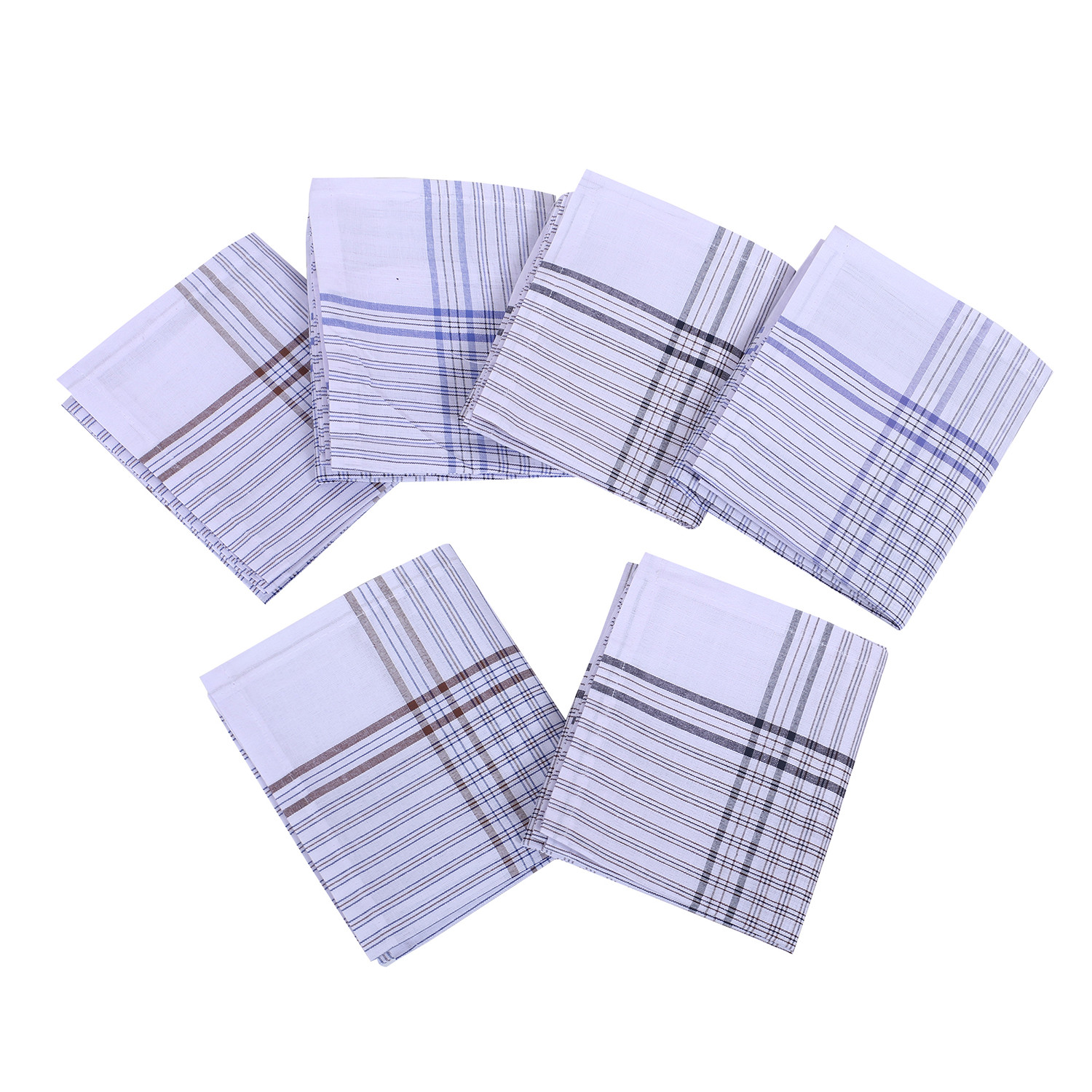 Kuber Industries Handkerchiefs | Soft Cotton | Hankies for Mans | Hankies for Boys | Lining Check | Rumal for Mans | Boys | Wicking Sweat | Set of 12 | White