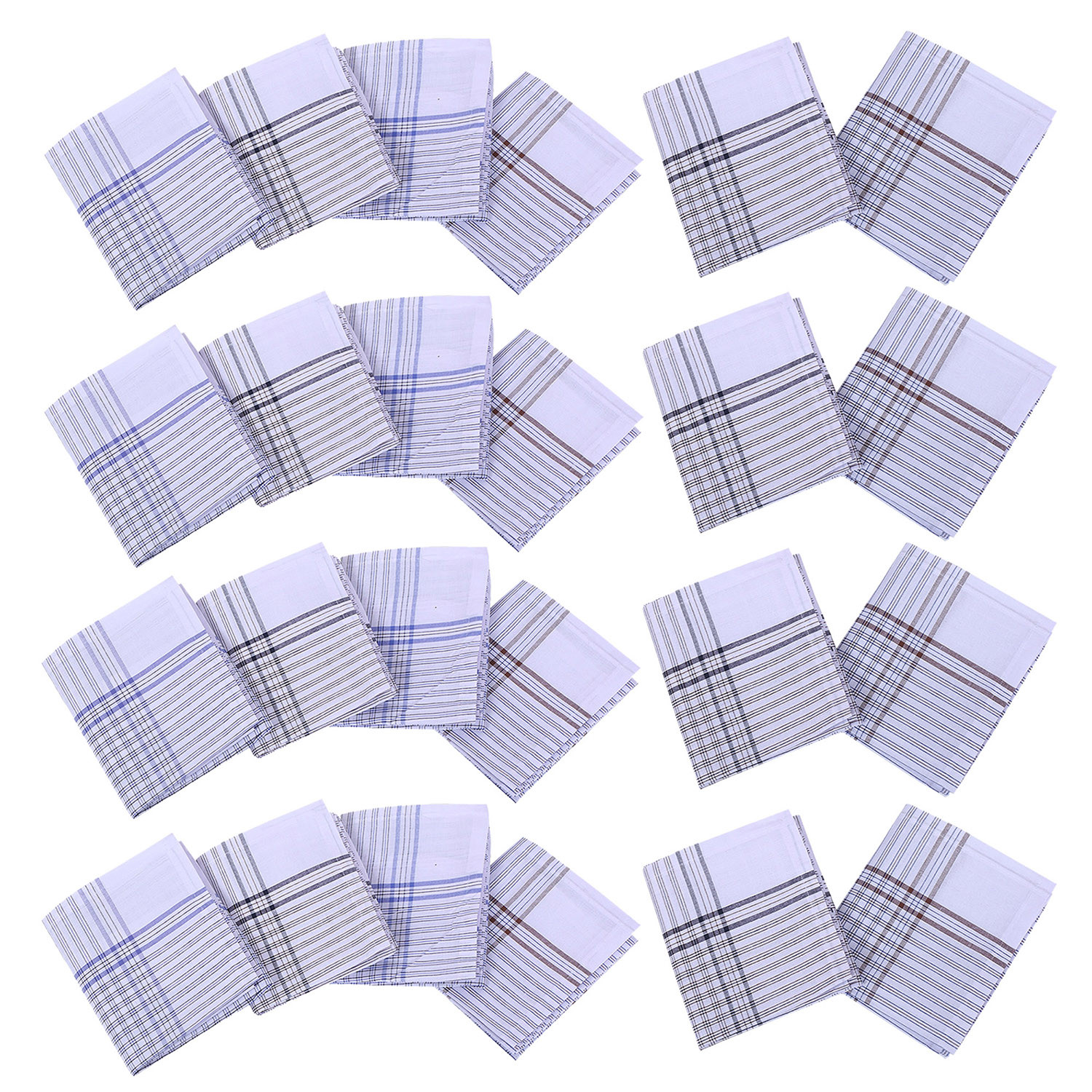 Kuber Industries Handkerchiefs | Soft Cotton | Hankies for Mans | Hankies for Boys | Lining Check | Rumal for Mans | Boys | Wicking Sweat | Set of 12 | White
