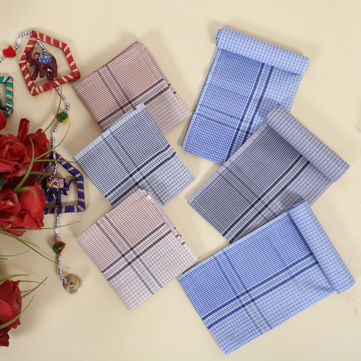 Kuber Industries Handkerchiefs  Soft Cotton  Hankies for Mans  Hankies for Boys  Small Check  Rumal for Mans  Boys  Wicking Sweat  Set of 12  Multi