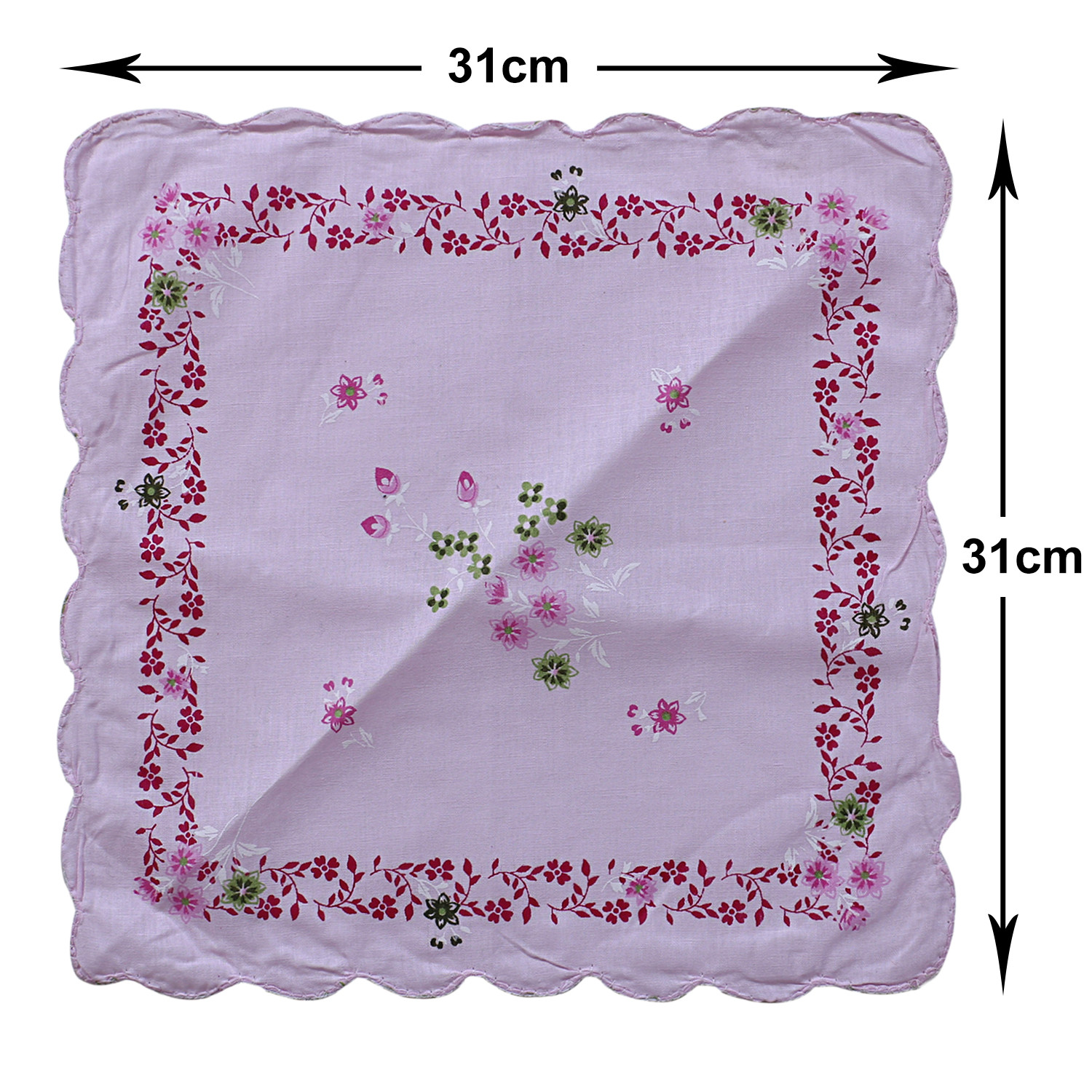 Kuber Industries Handkerchiefs|Leaf Print Cutwork Soft Cotton Hankies For Woman,Girls & Wicking Sweat from Hands,Face,Set of 12 (Multicolor)