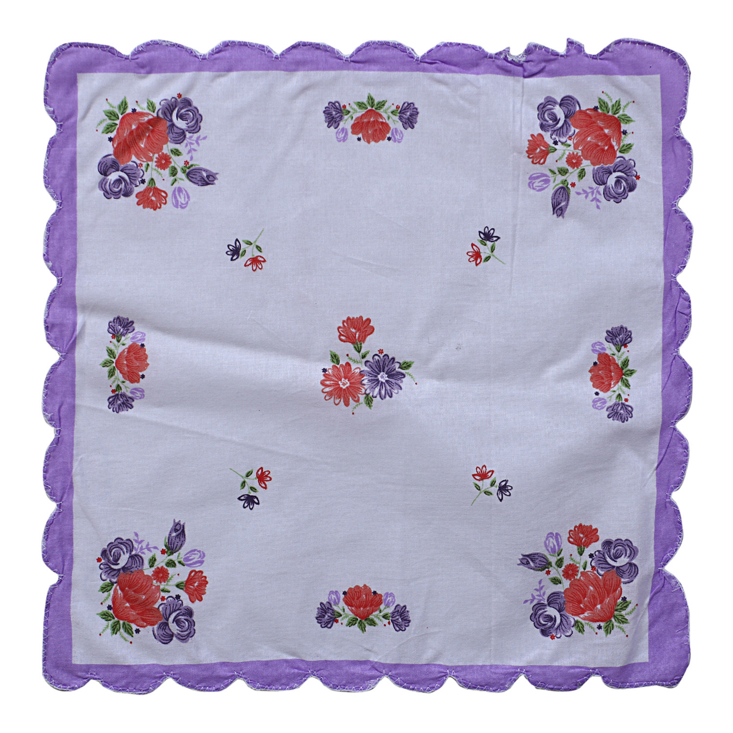 Kuber Industries Handkerchiefs|Multicolored Floral Print Cutwork Soft Cotton Hankies For Woman,Girls & Wicking Sweat from Hands,Face,Set of 12 (Multicolor)