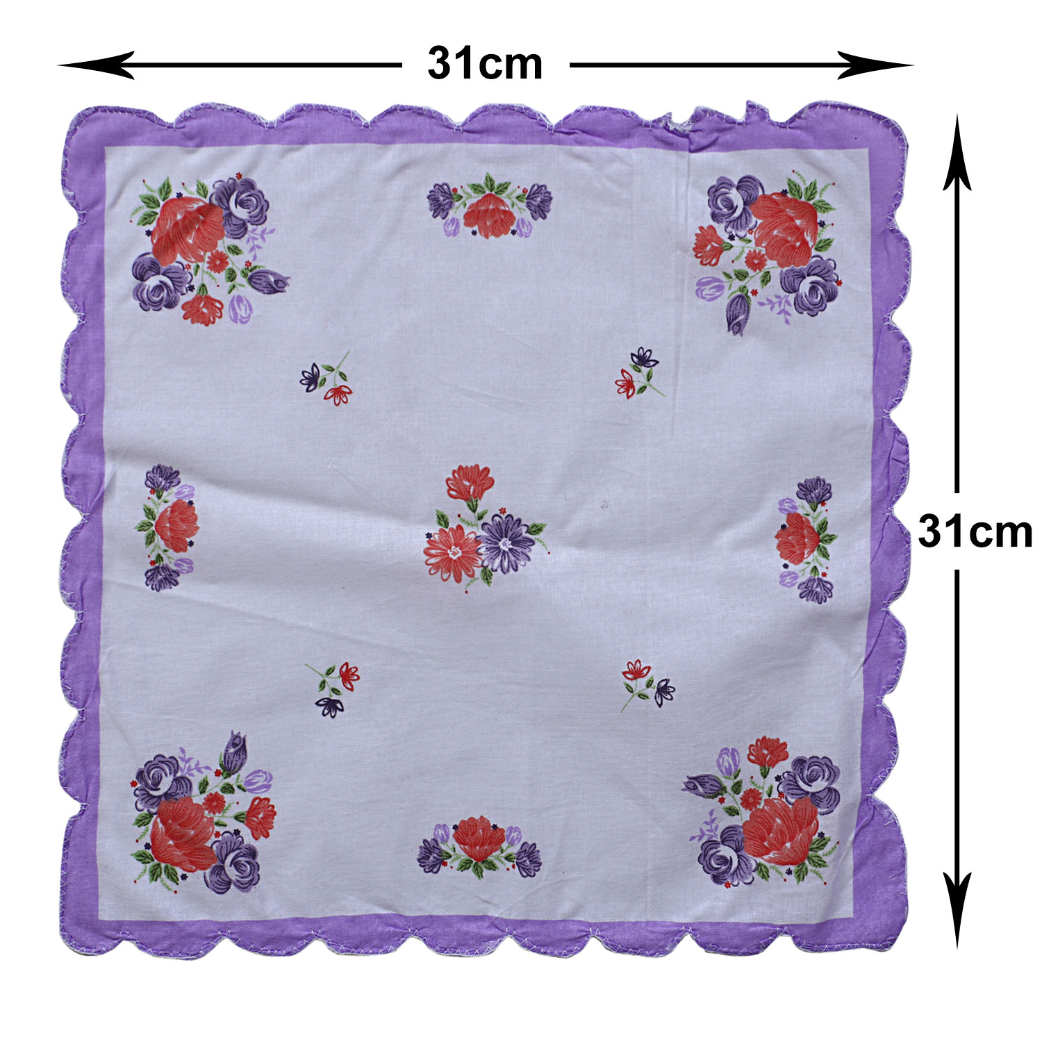 Kuber Industries Handkerchiefs|Multicolored Floral Print Cutwork Soft Cotton Hankies For Woman,Girls & Wicking Sweat from Hands,Face,Set of 12 (Multicolor)