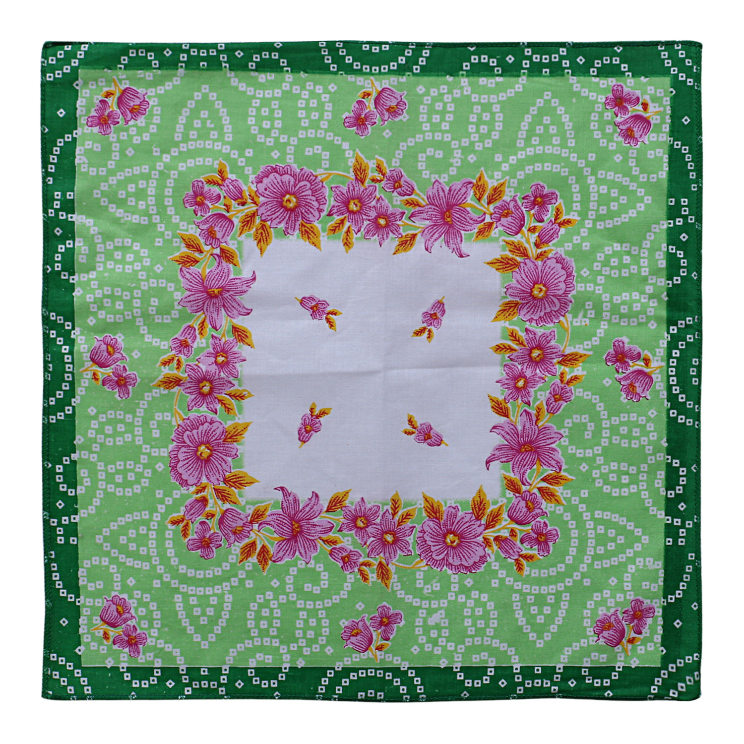 Kuber Industries Handkerchiefs|Soft Cotton Bandhani Print Hankies For Woman,Girls & Wicking Sweat from Hands,Face,Set of 12 (Multicolor)