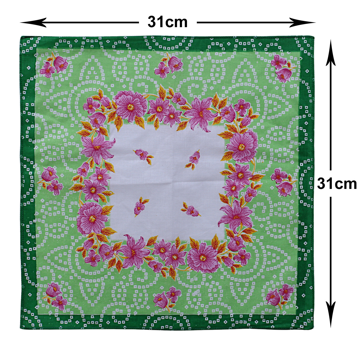 Kuber Industries Handkerchiefs|Soft Cotton Bandhani Print Hankies For Woman,Girls & Wicking Sweat from Hands,Face,Set of 12 (Multicolor)