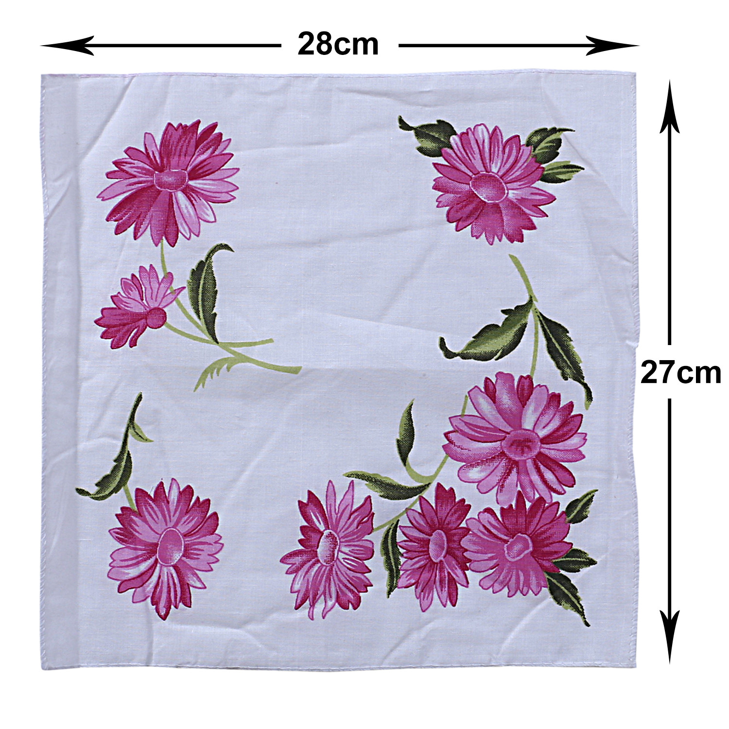 Kuber Industries Handkerchiefs|Soft Cotton Multicolored Sun Flower Print Hankies For Woman,Girls & Wicking Sweat from Hands,Face,Set of 12 (White)