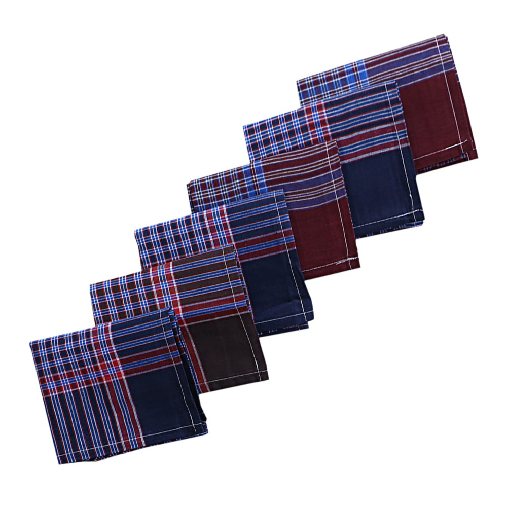 Image of Kuber Industries Handkerchiefs|Sweat Absorbent Gingham Check Dark Colored Soft Cotton Square Hankies For Man,Boys &amp; Wicking Sweat from Hands,Face,Set of 6 (Multicolor)