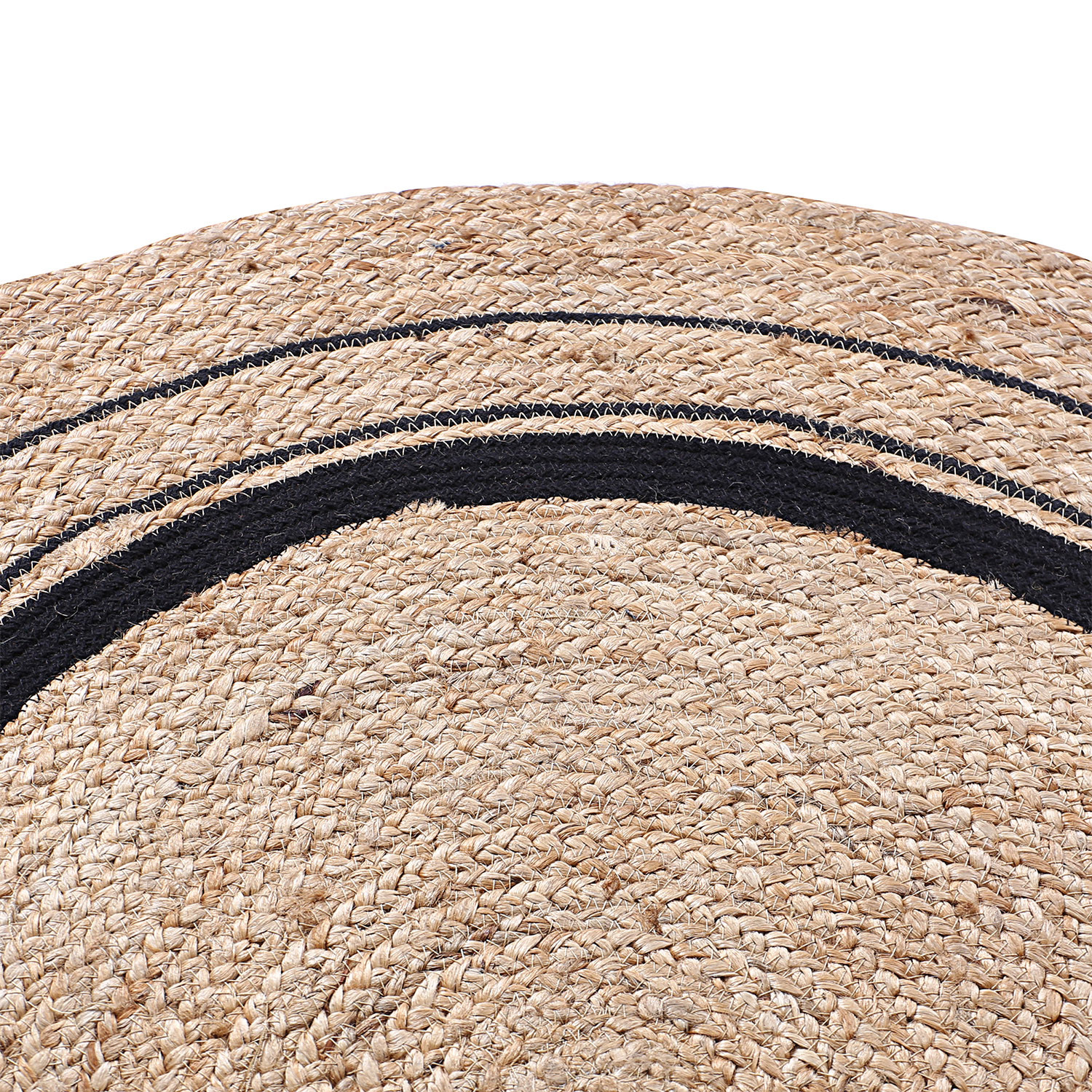 Kuber Industries Handmade Carpet|Cotton Circular Shape Black Layer Door Mat|Jute Area Rugs For Meditation,Living Room,Dining Room & Home Décor,92x92 cm,(Brown)