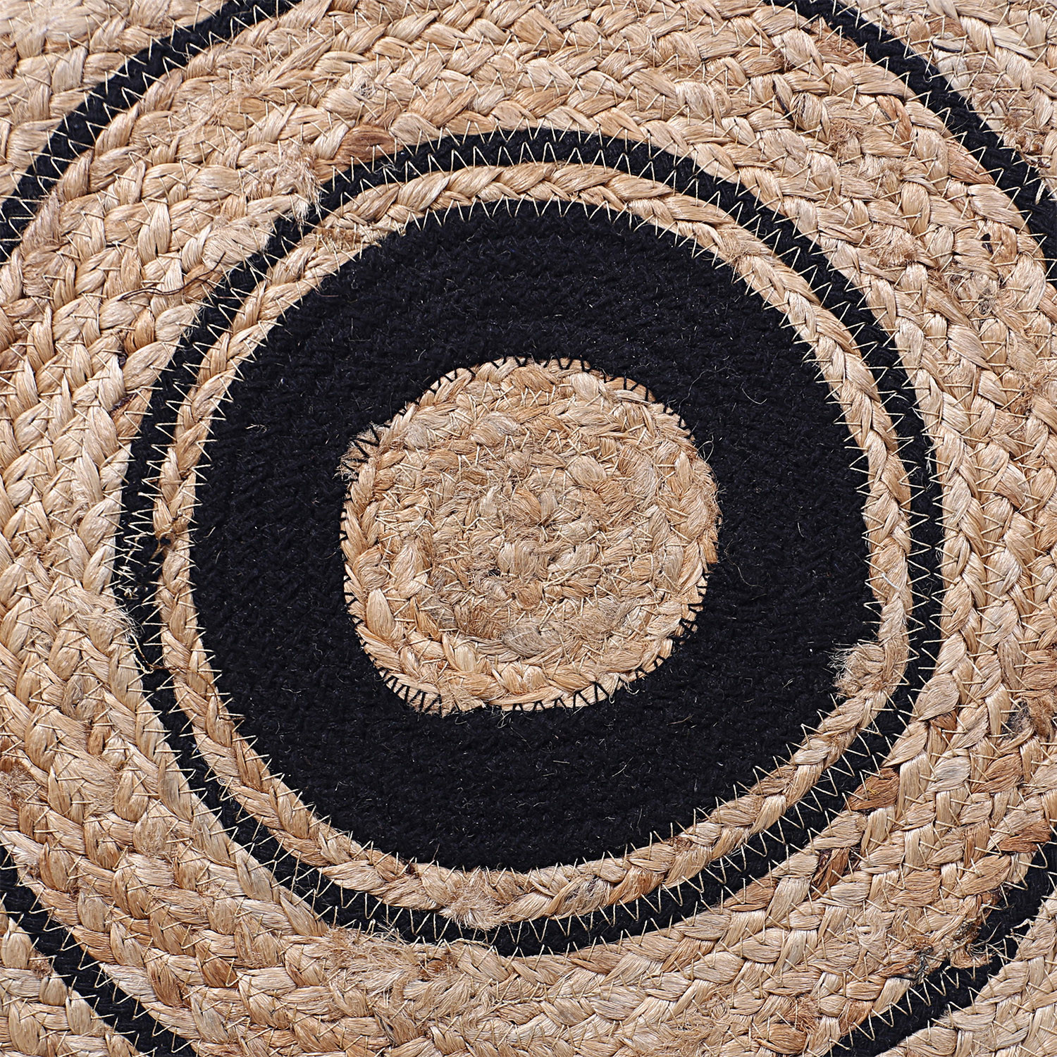 Kuber Industries Handmade Carpet|Cotton Circular Shape Black Layer Placemat|Jute Table Top Mat For Living Room,Dining Room & Home Décor,35x35 cm,(Brown)