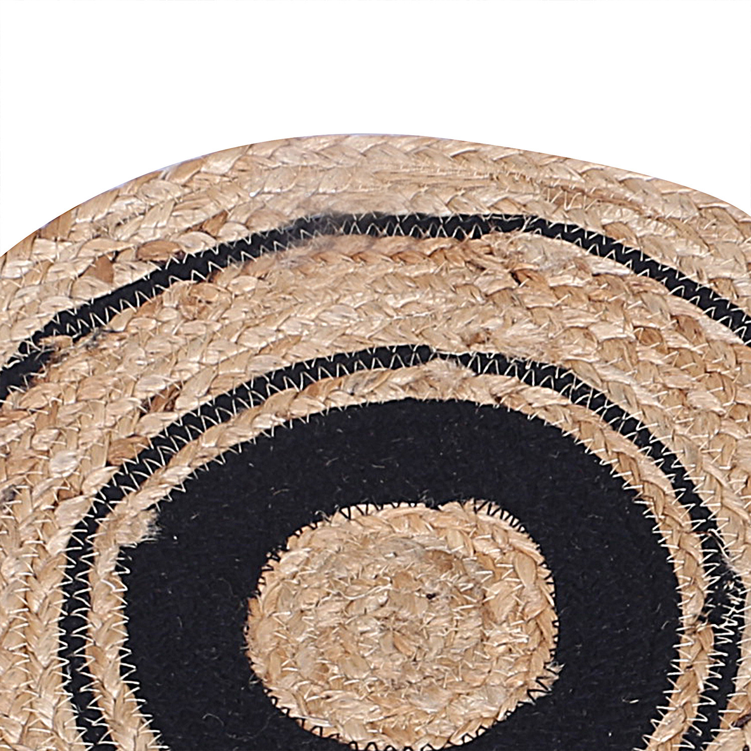 Kuber Industries Handmade Carpet|Cotton Circular Shape Black Layer Placemat|Jute Table Top Mat For Living Room,Dining Room & Home Décor,35x35 cm,(Brown)