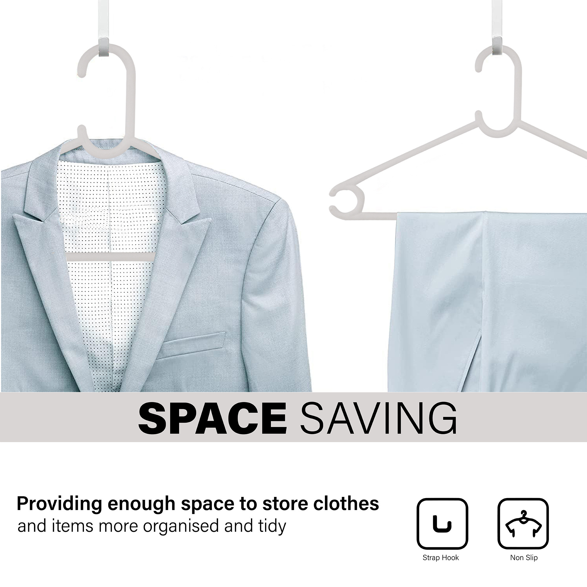 Kuber Industries Hanger   Hanging Clothes Hangers With Hook  Wardrobe Organization for Pants Shirts Dress Saree  Space Saving Cupboard Storage Organiser  Superme - White