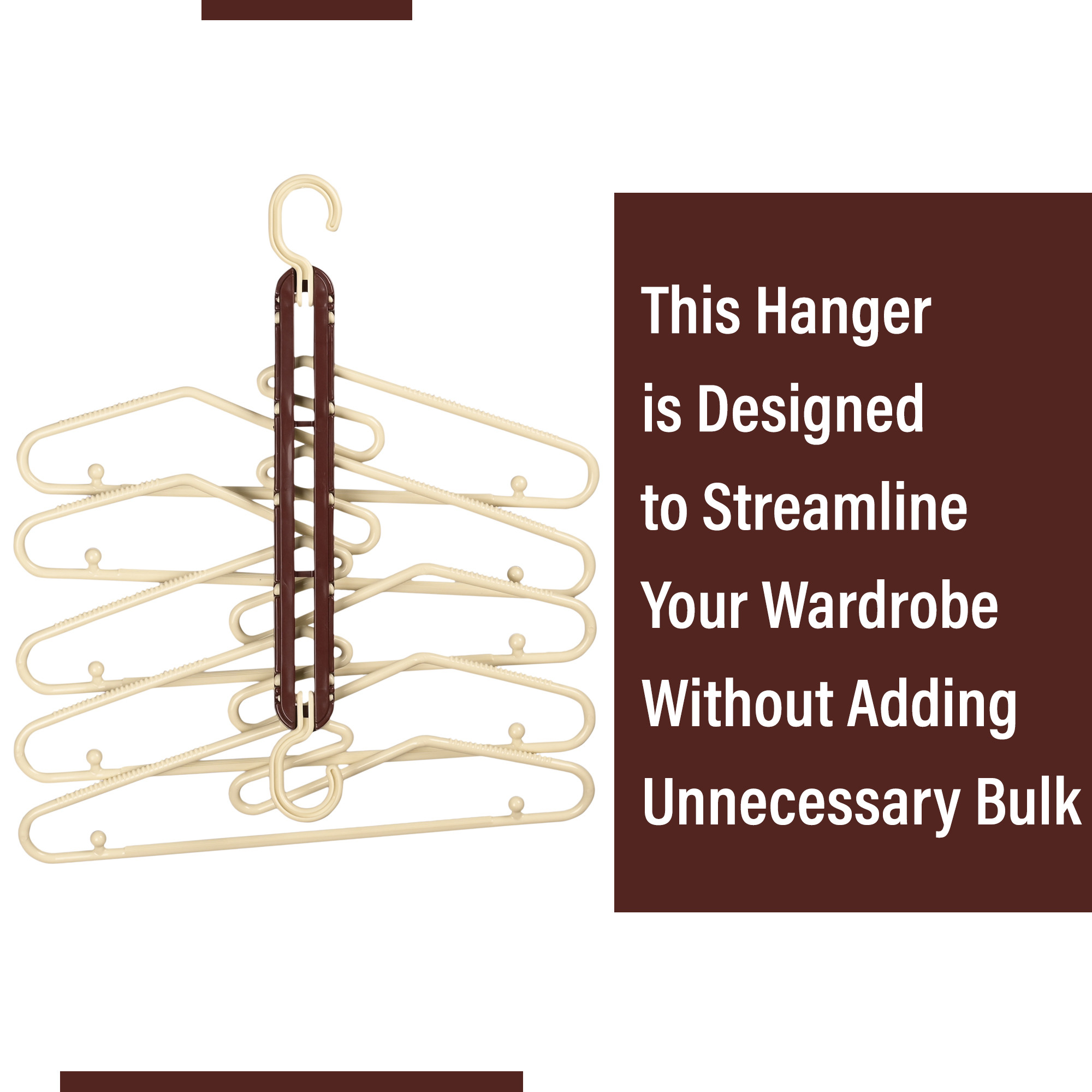 Kuber Industries Hanger Organizer  5 in 1 Folding Hanger  Magic Hanger for Closet  Clothes Hanger  Hanger for Shirts-Pants-Jeans-Lingerie-Ties  Closet Organizer  Cream  Brown