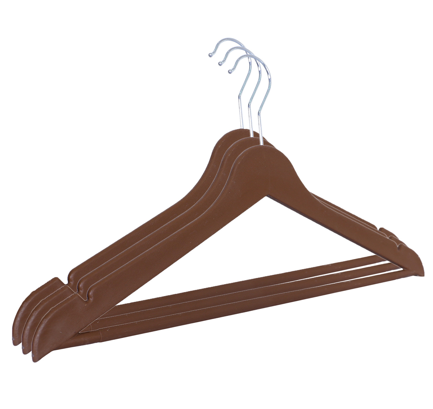 Kuber Industries Hanger|Durable & Lightweight Coat and Clothes Hangers|Notches Wardrobe Organization With 360 Degree Swivel Hook|(Brown)